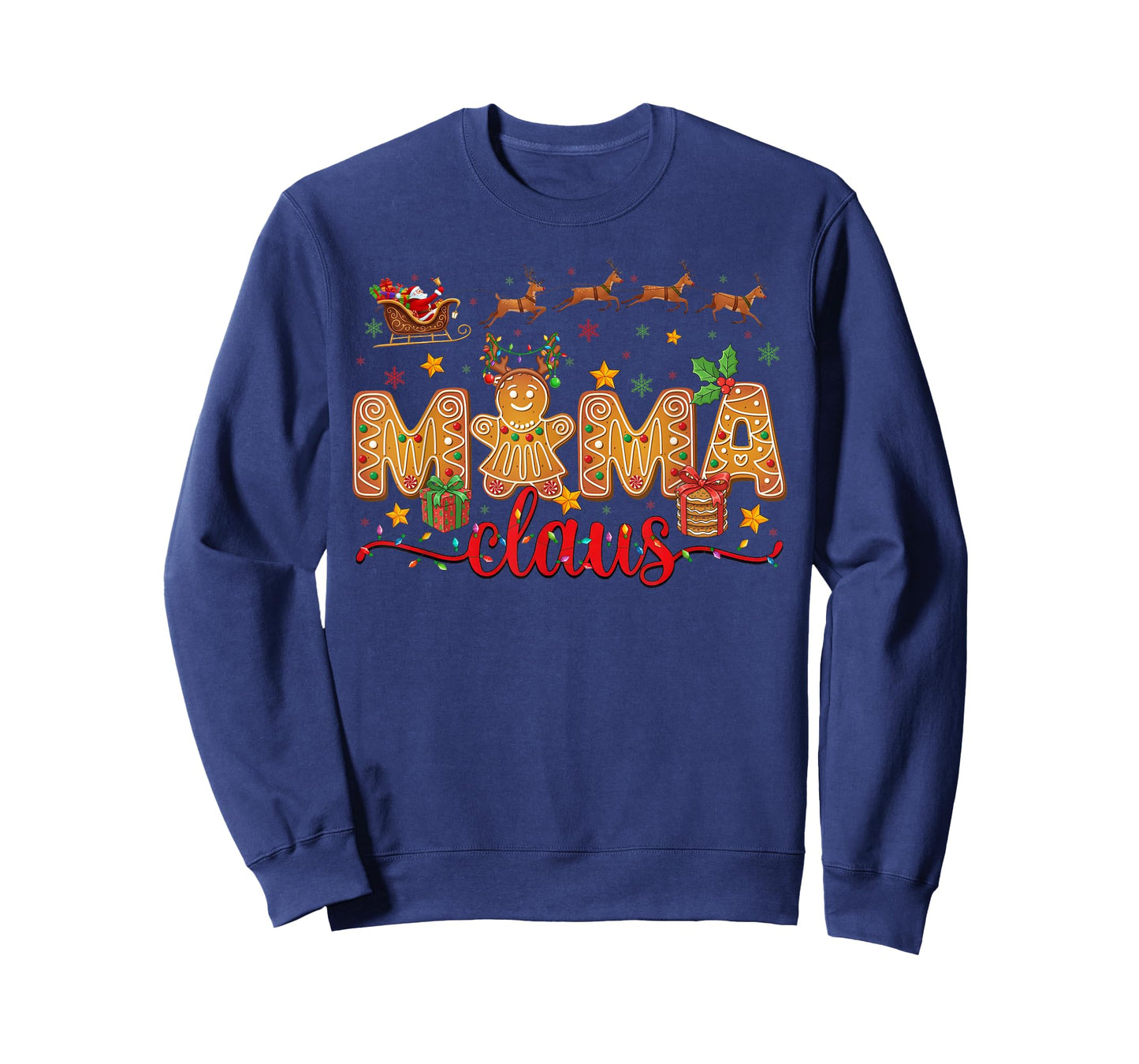 Mama Claus Christmas Lights Pajama Family Matching T-Shirt