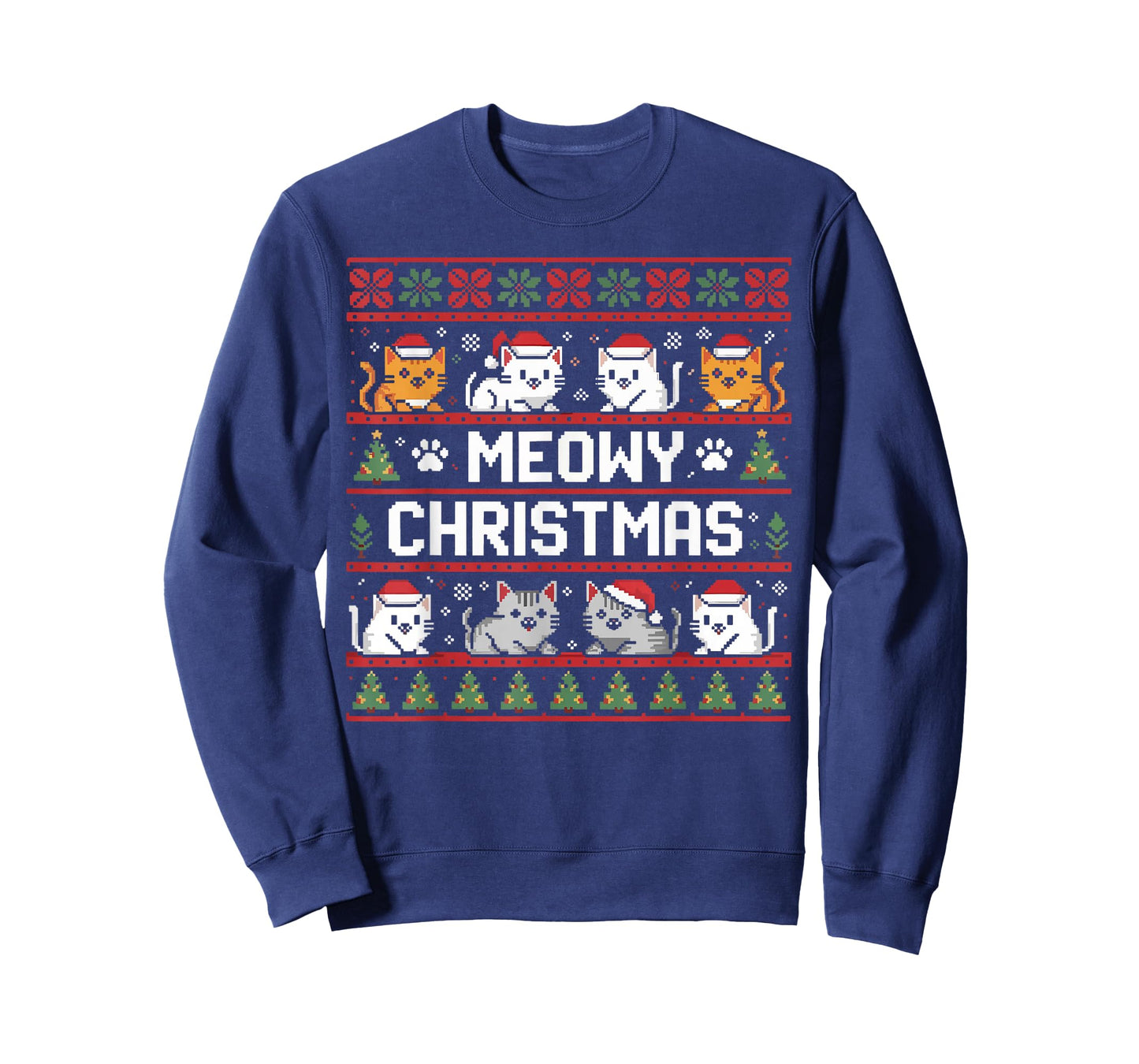 Meowy Catmas Cute Kitten Santa Hat Christmas Cat Lover T-Shirt