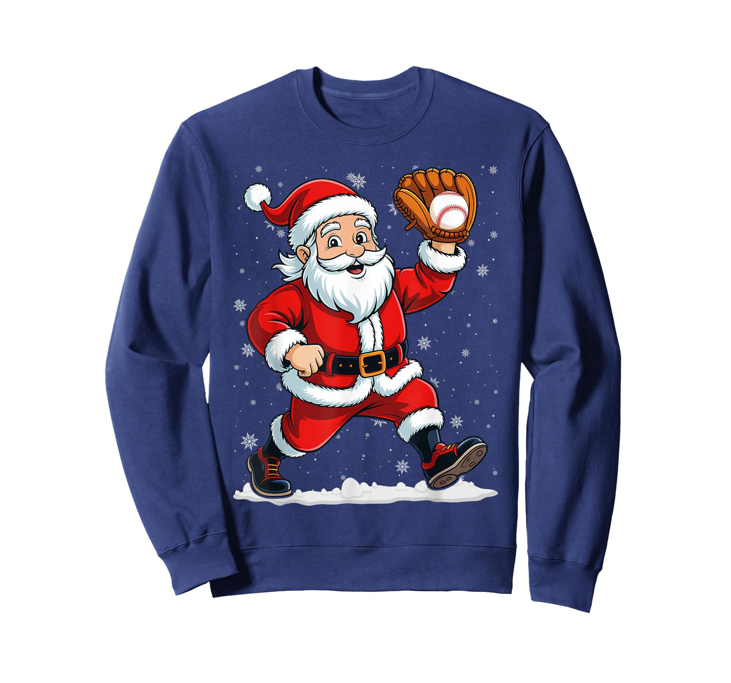 Boys Men Xmas Pitcher Santa Claus Christmas Baseball T-Shirt