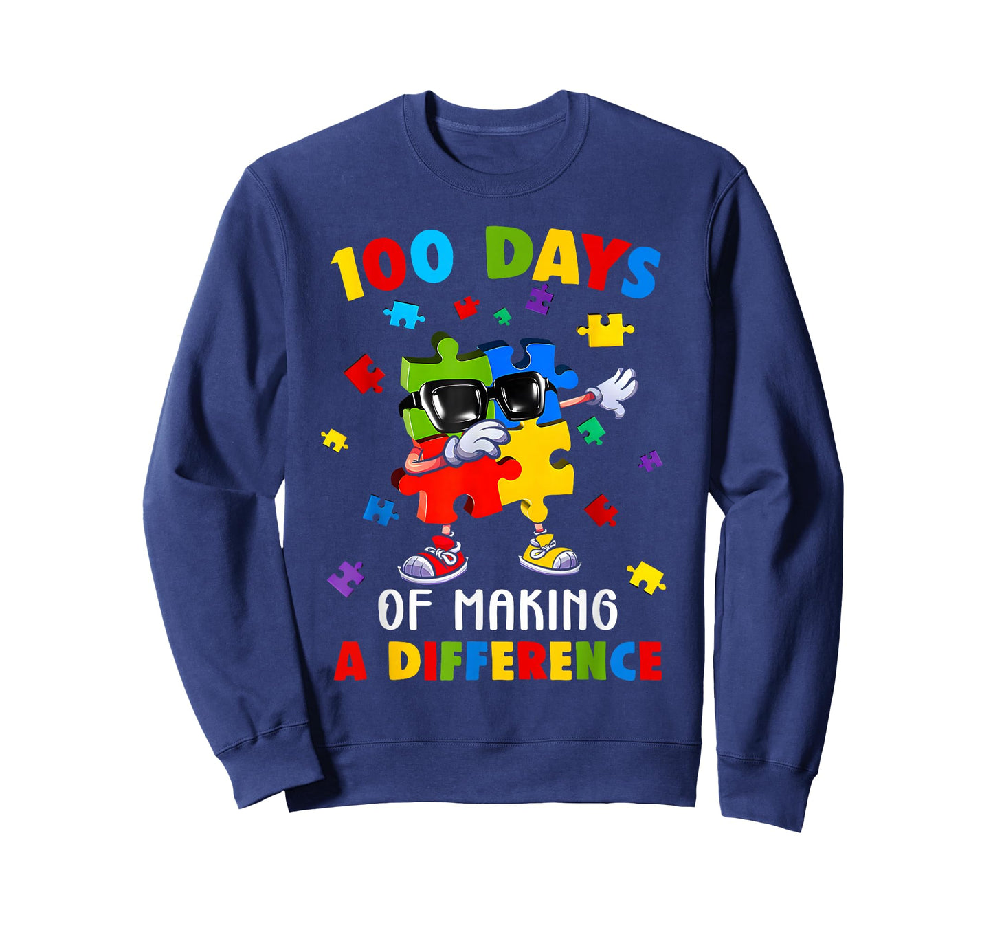 100 Days of Difference Autism Awareness 100th Day of School T-Shirt