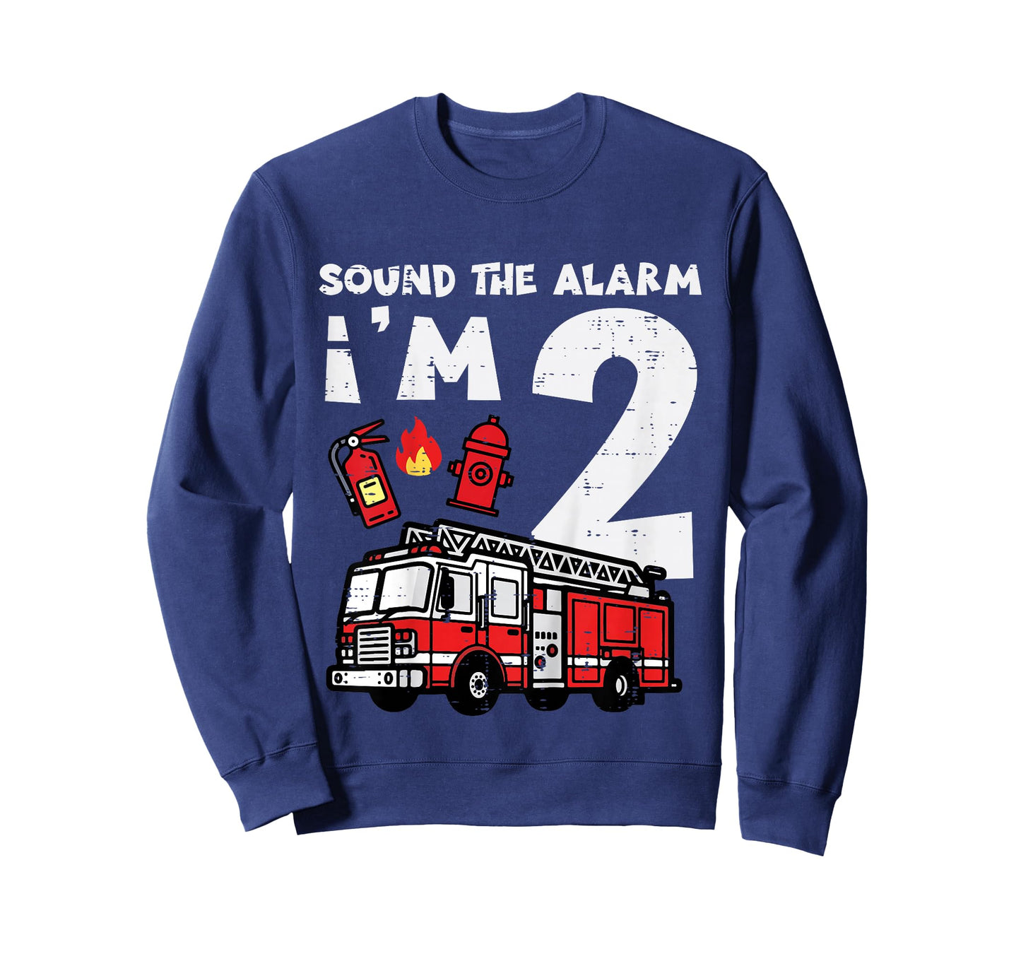 Kids Sound The Alarm Im 2 Firetruck 2nd Birthday Bday Boys Kids T-Shirt