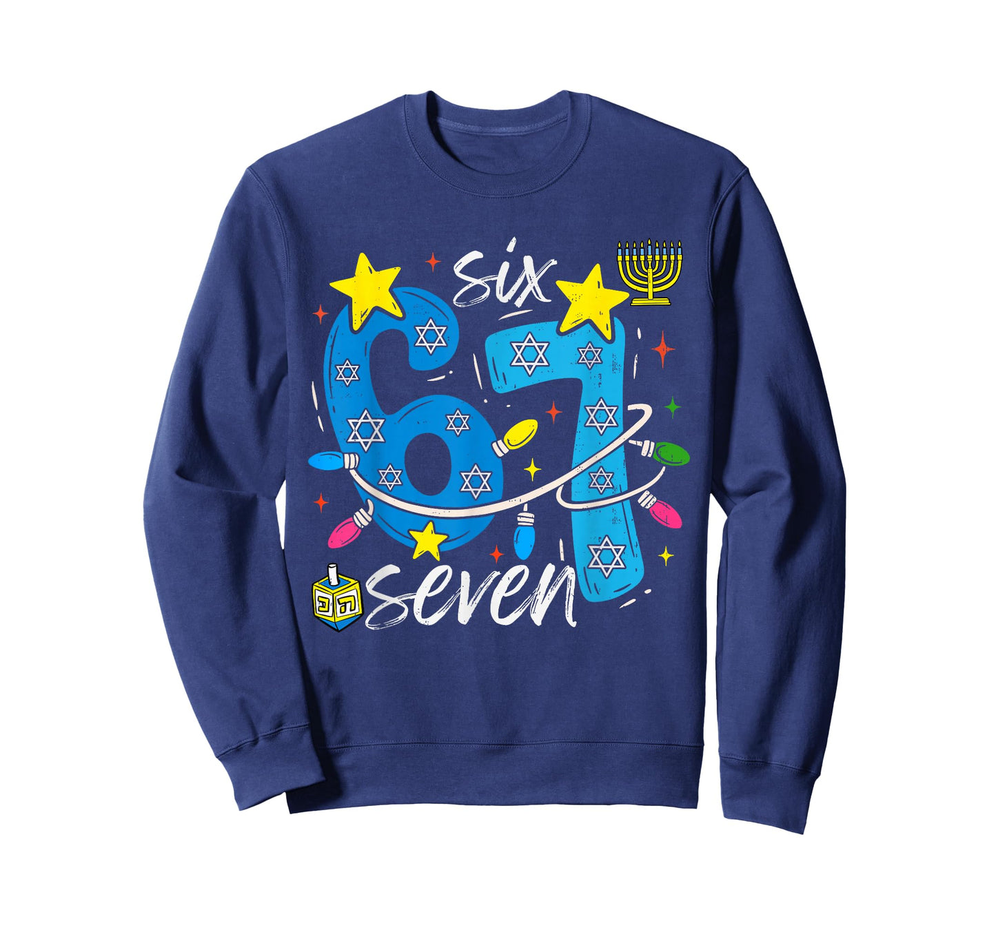 Hanukkah 67 Six Seven Meme Dreidel Jewish Menorah Chanukah T-Shirt