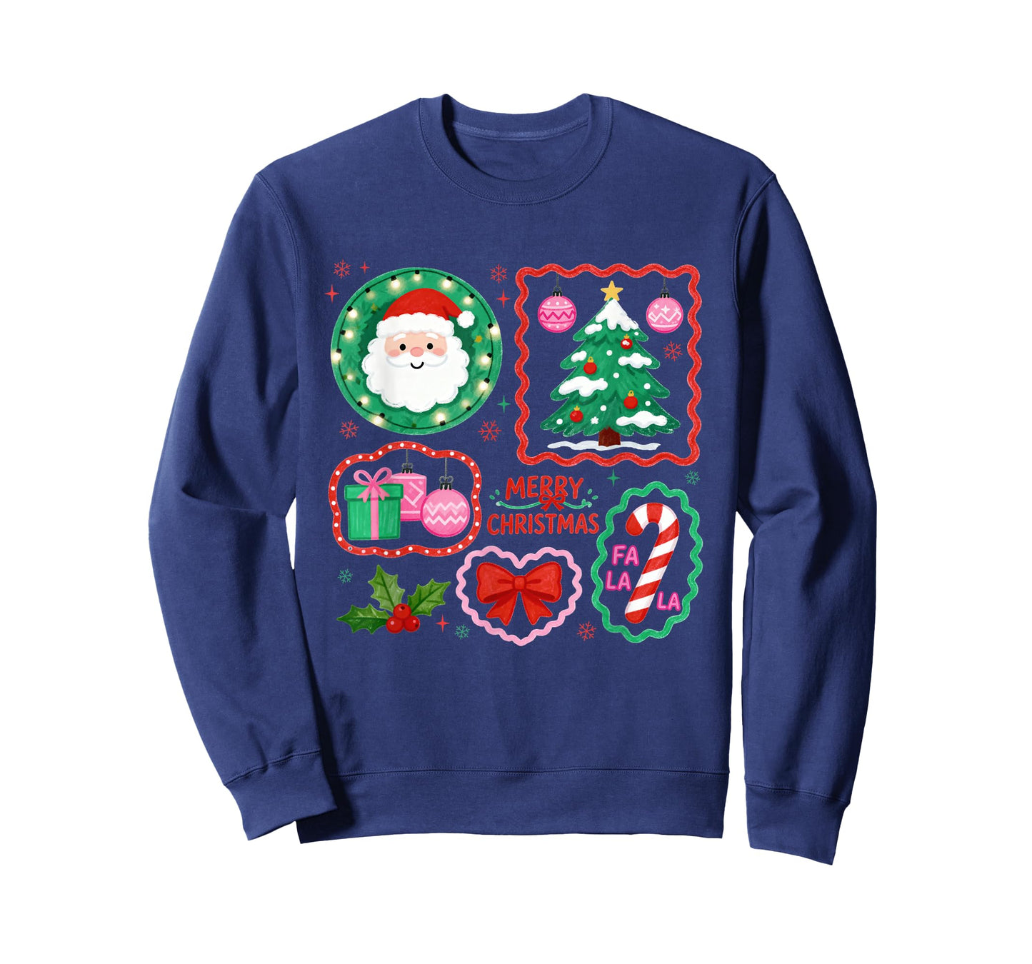 Preppy Merry Christmas Coquette Bow Santa Claus Xmas Holiday T-Shirt