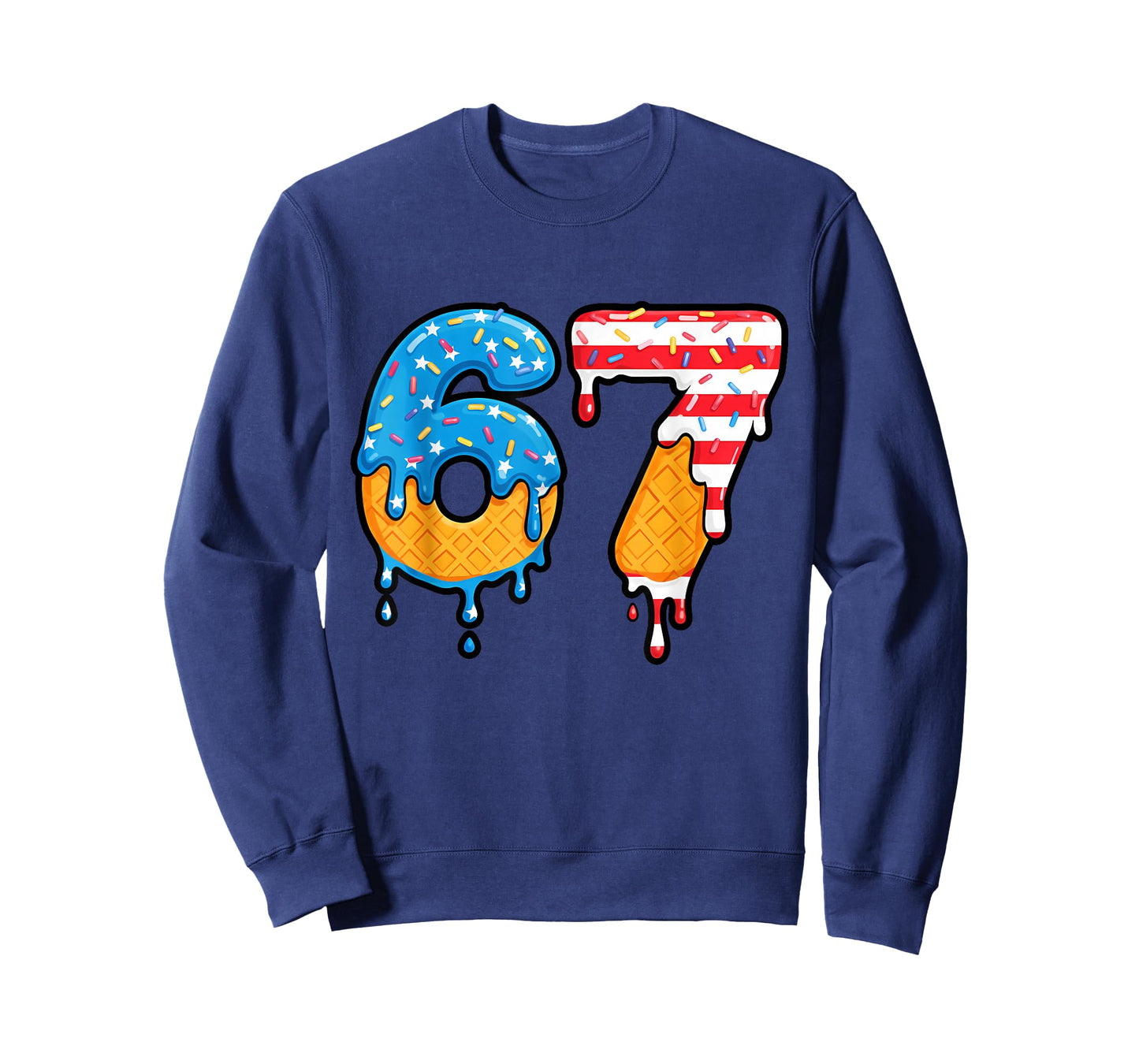 Mason 67 Ice Cream Drip Meme Six Seven USA Flag Funny T-Shirt