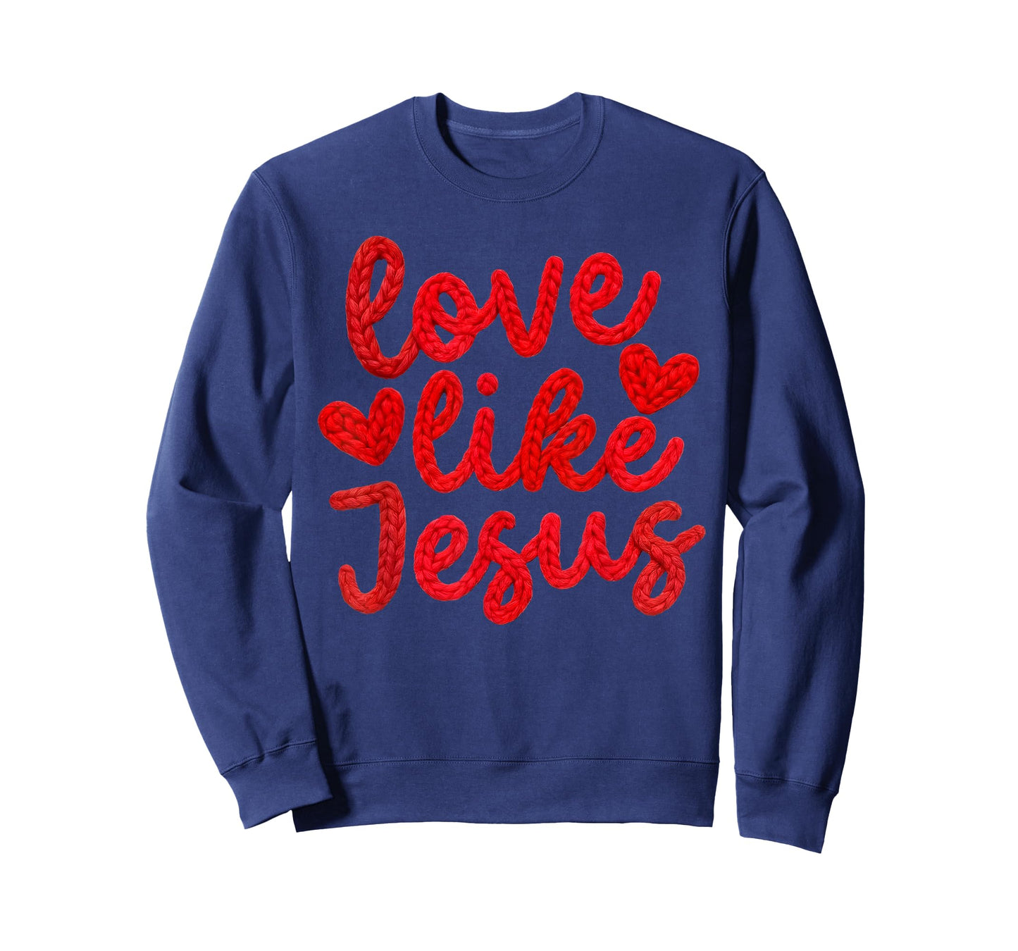 Love Like Jesus Knitted Heart Yarn Style Graphic Design T-Shirt