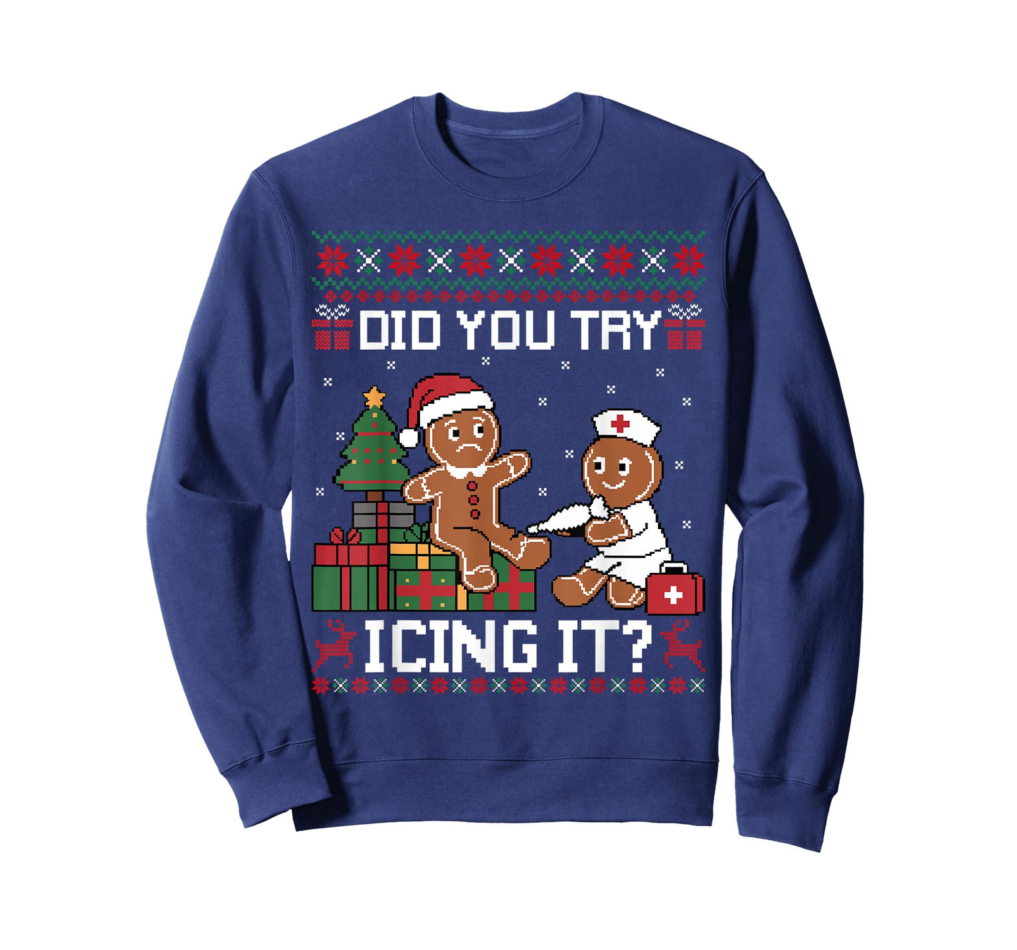 Retro Nurse Christmas Gingerbread Ugly Sweaters T-Shirt