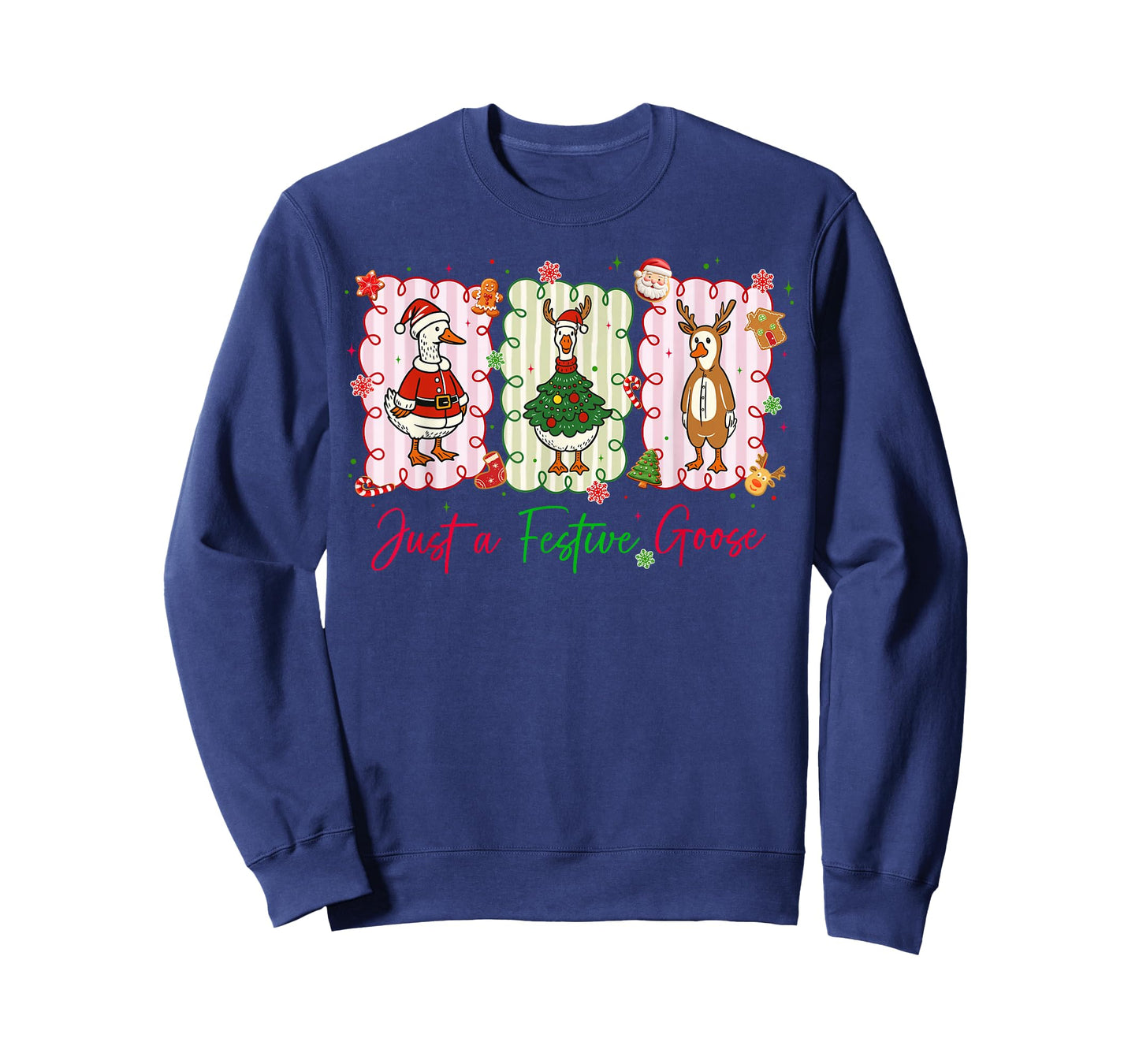 Just A Festive Goose Christmas Holiday Funny Silly Goose T-Shirt