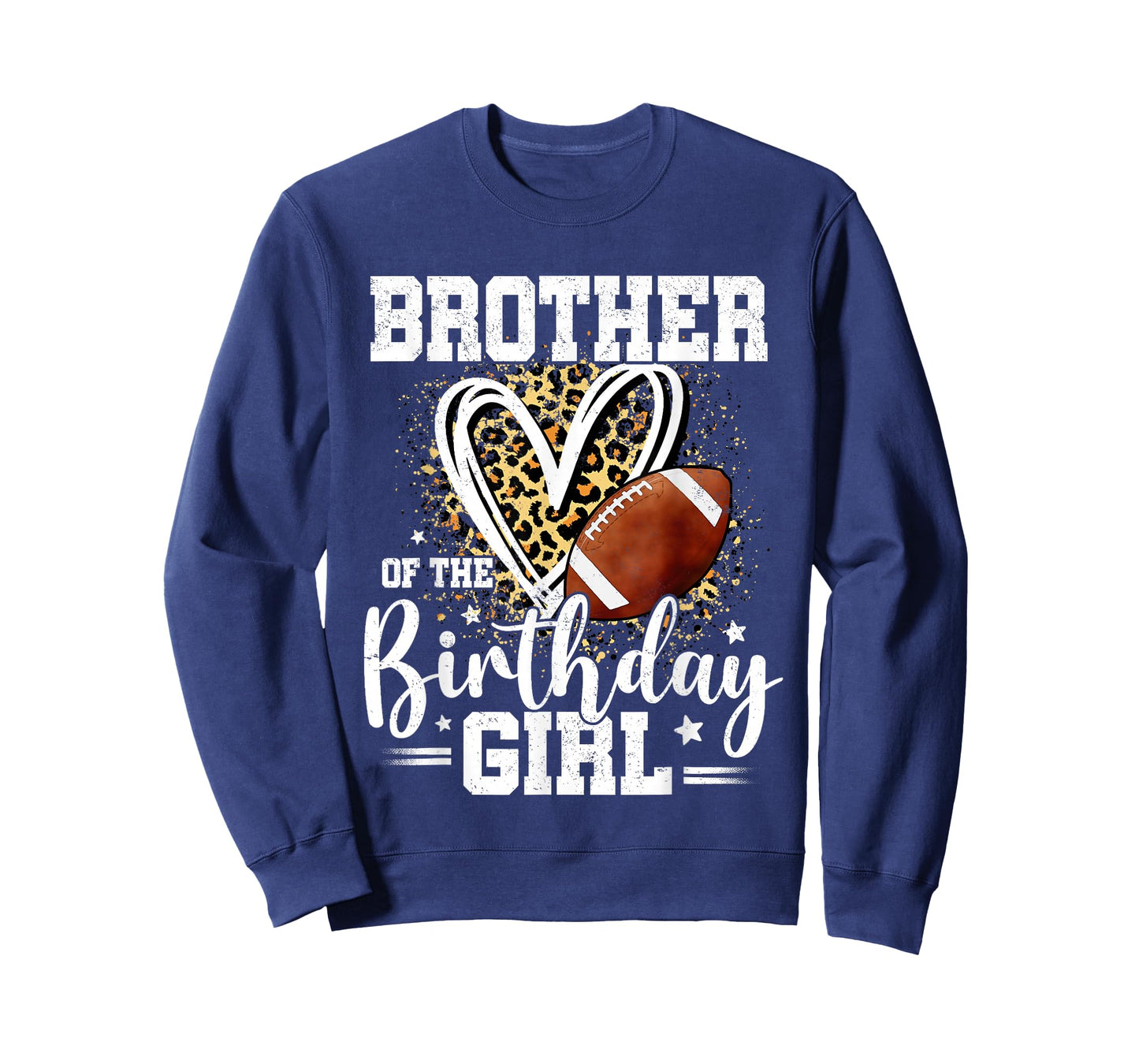 Brother of The Birthday Girl Football Brother Leopard Heart T-Shirt