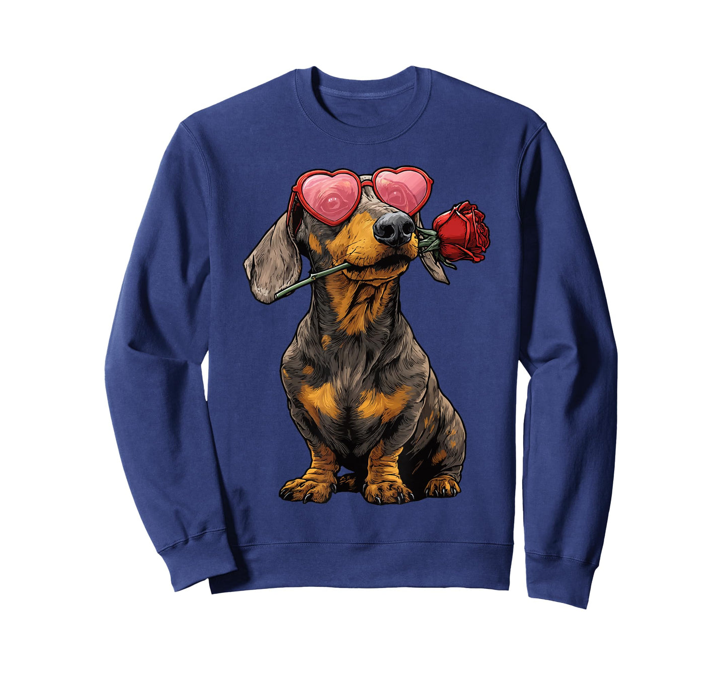 Cute Dachshund with Glasses Rose Valentine's Day Sausage Dog T-Shirt