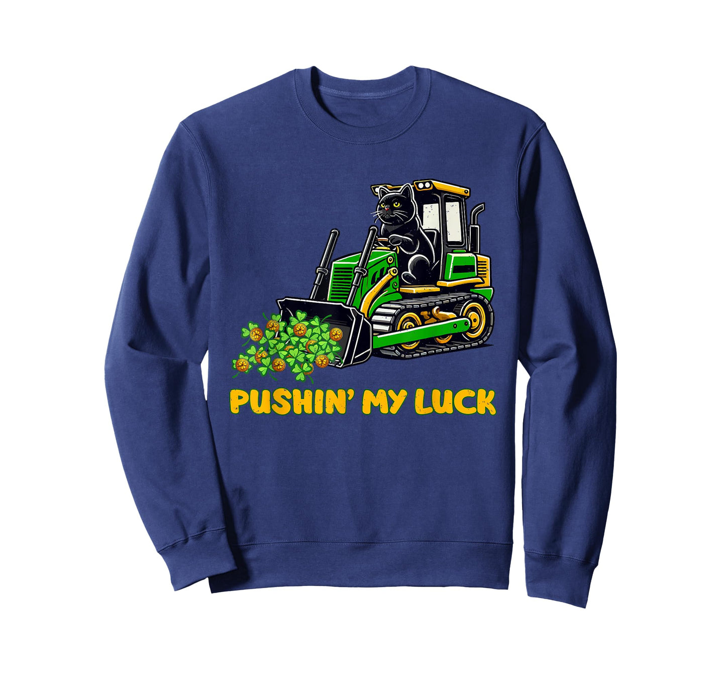 St Patricks Day Funny Pushin My Luck Cat Lover T-Shirt