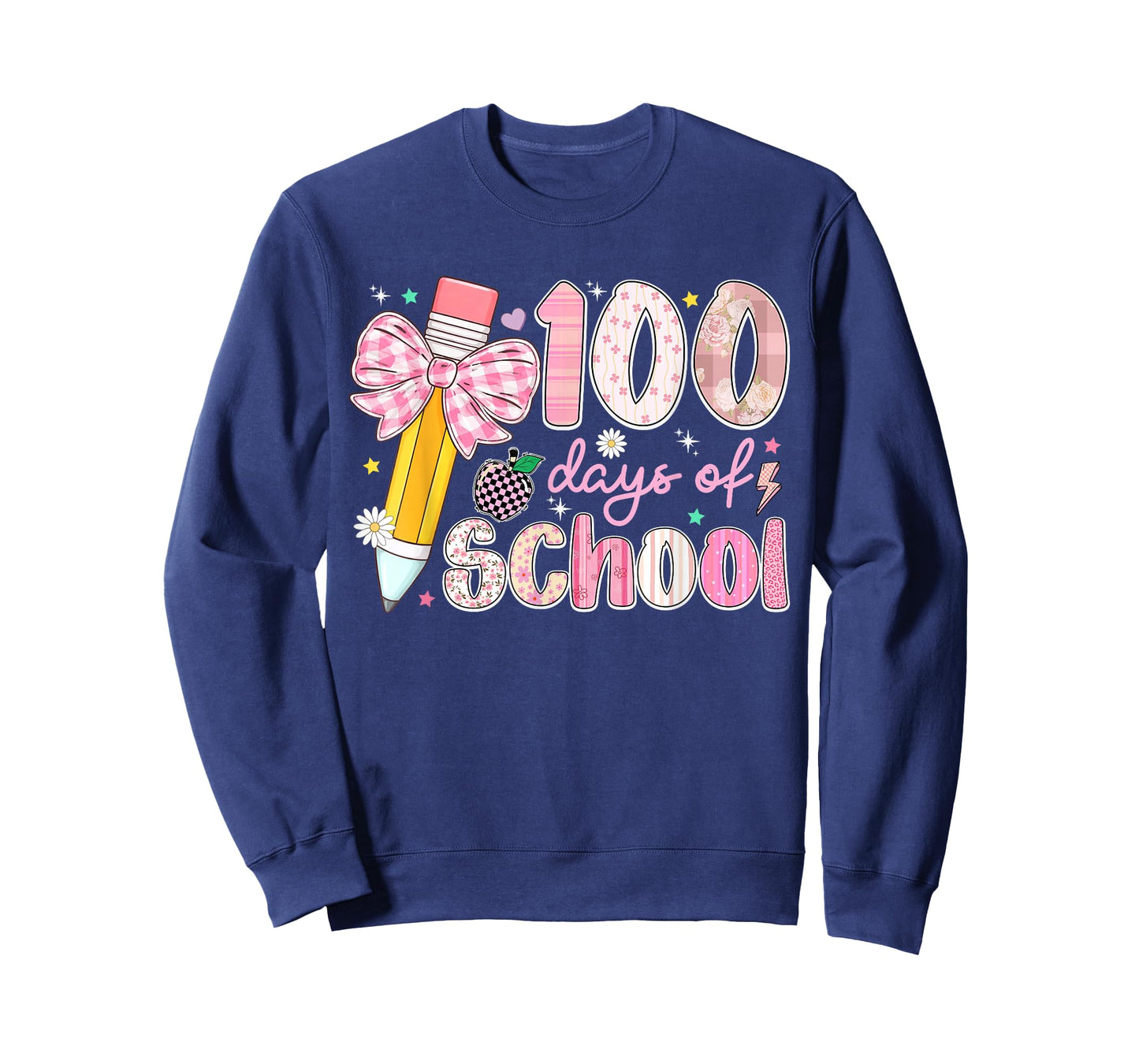100 Days of School Girls Coquette Bow Pencil 100th Day T-Shirt