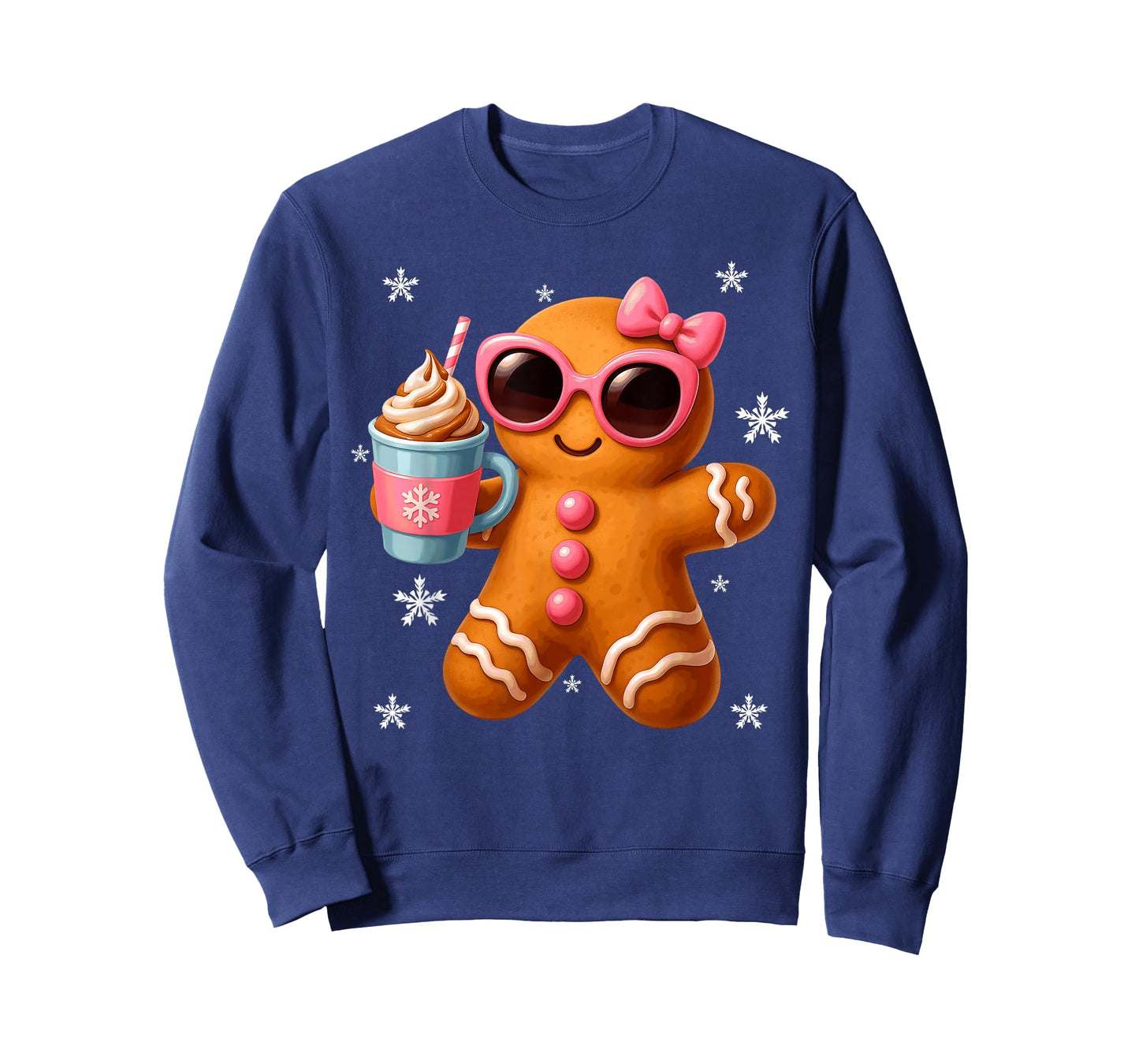 Gingerbread Drinking Hot Chocolate Merry Christmas Girls T-Shirt
