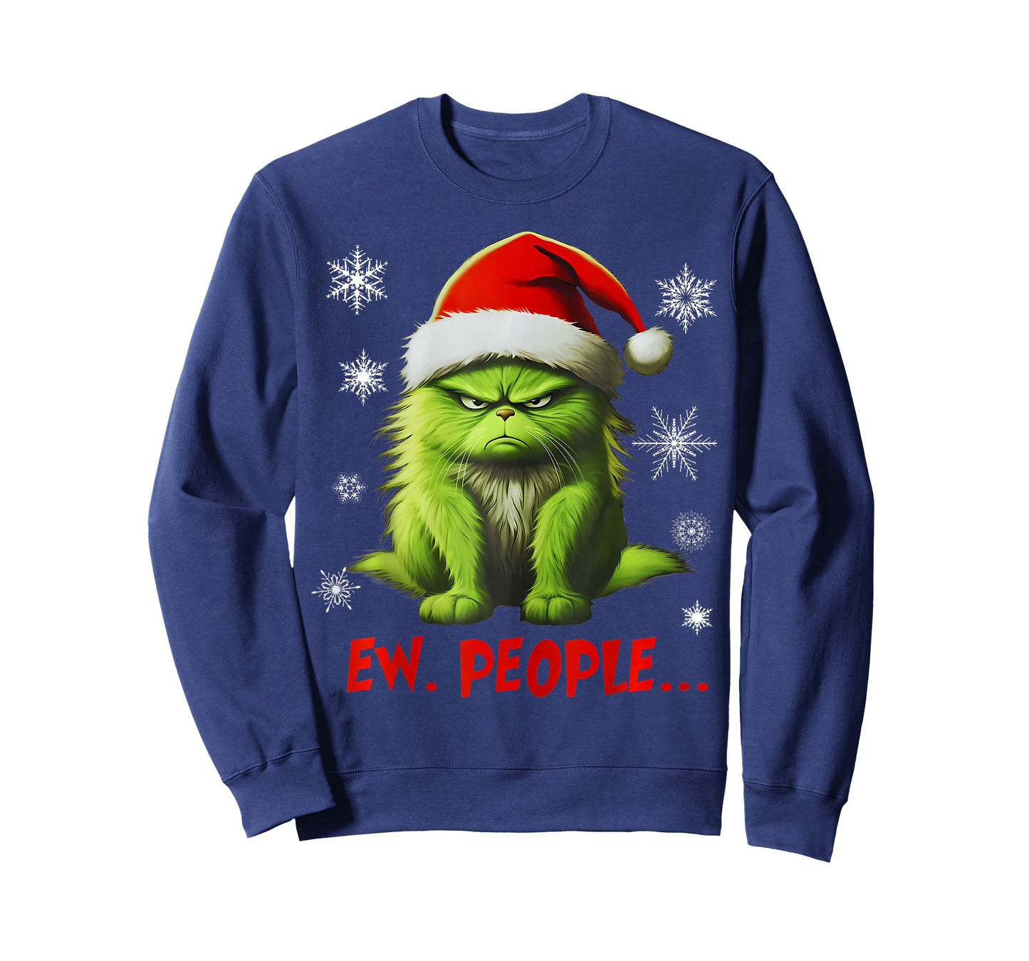 Funny Christmas Cat Ew People Meowy Cat Lovers Men Women Kid T-Shirt