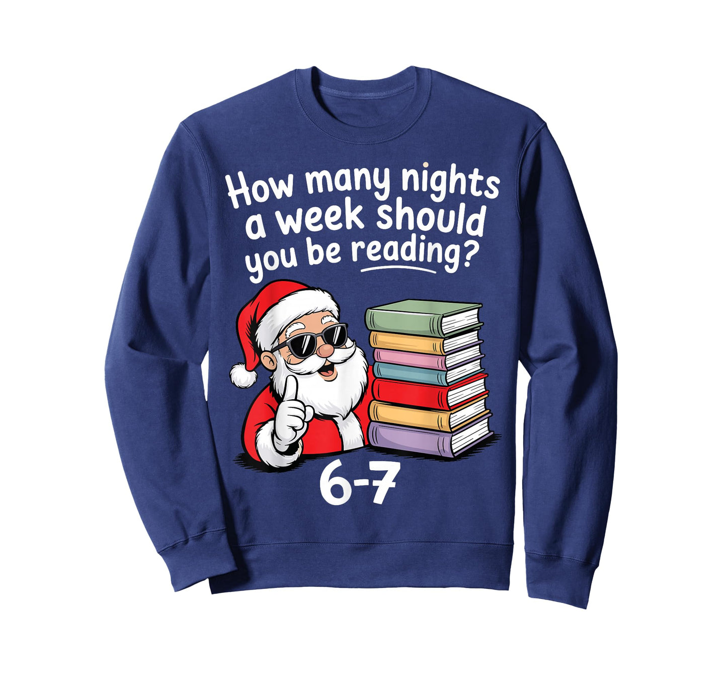 How Many Nights Reading Teacher 67 Christmas Six Seven Santa T-Shirt