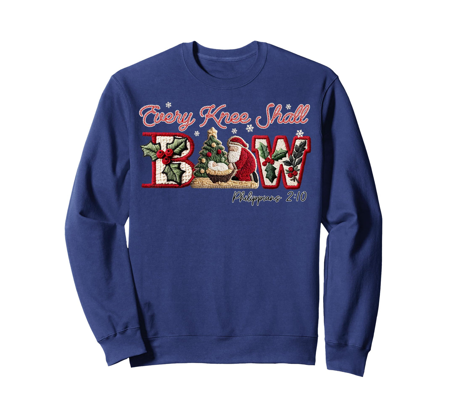 Every Knee Shall Bow Jesus Christian Xmas Christmas Holiday T-Shirt