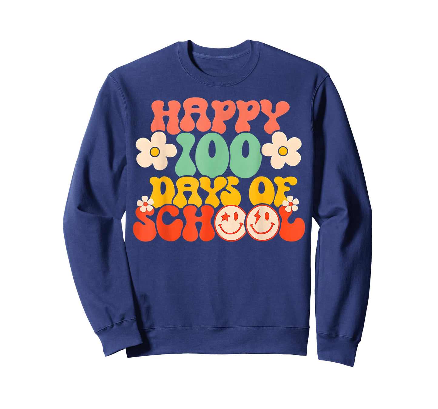 Happy 100th Day of School Teacher Kids Retro Groovy 100 Days T-Shirt
