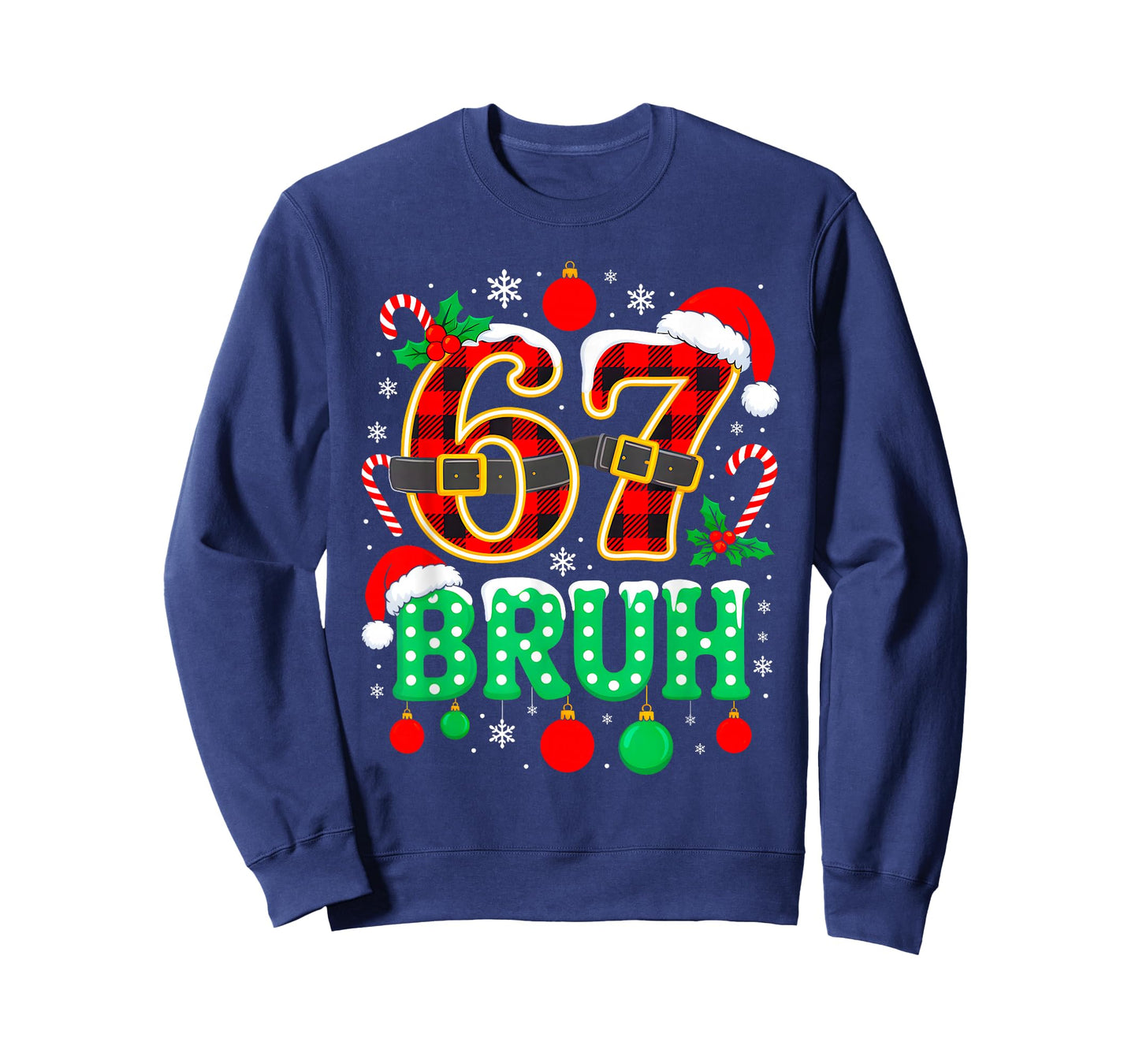 Funny 67 Six Seven Bruh Meme Christmas Pajama Family Holiday T-Shirt