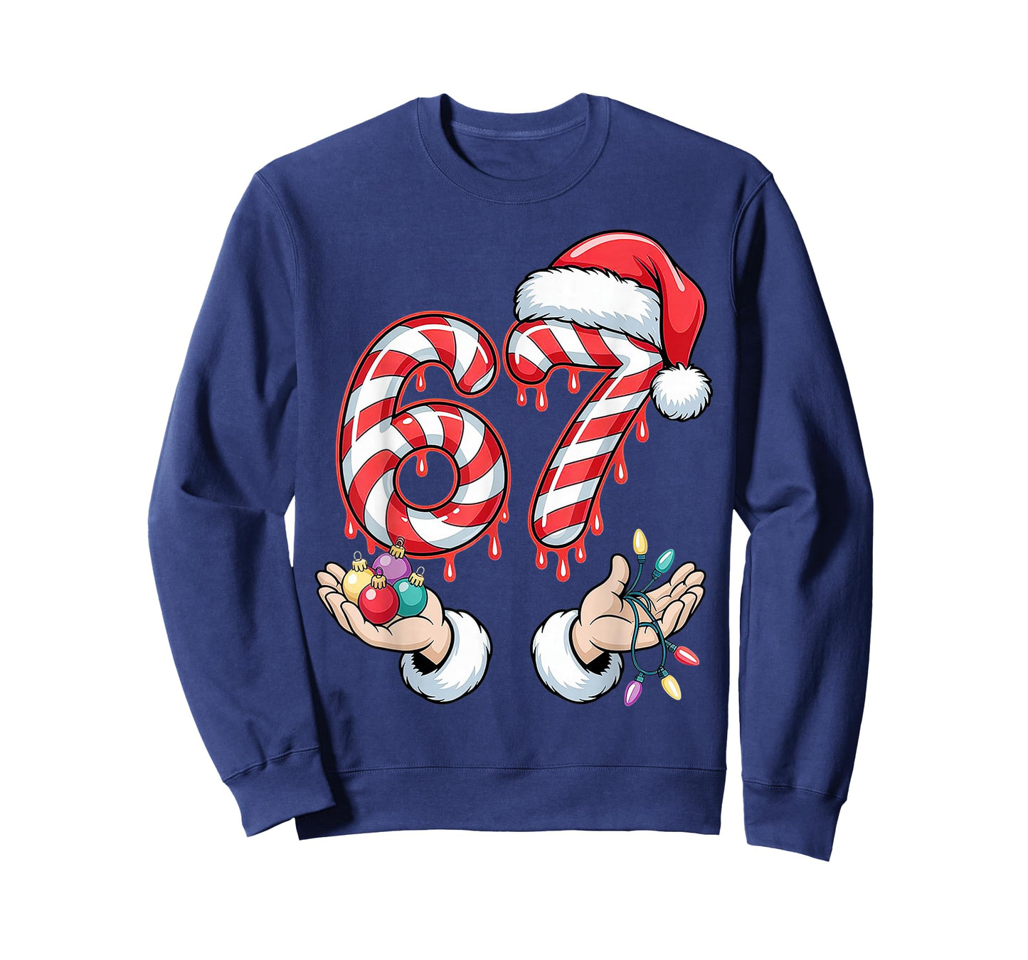 Funny Six Seven 67 Christmas Candy Cane Festive Holiday Fun T-Shirt