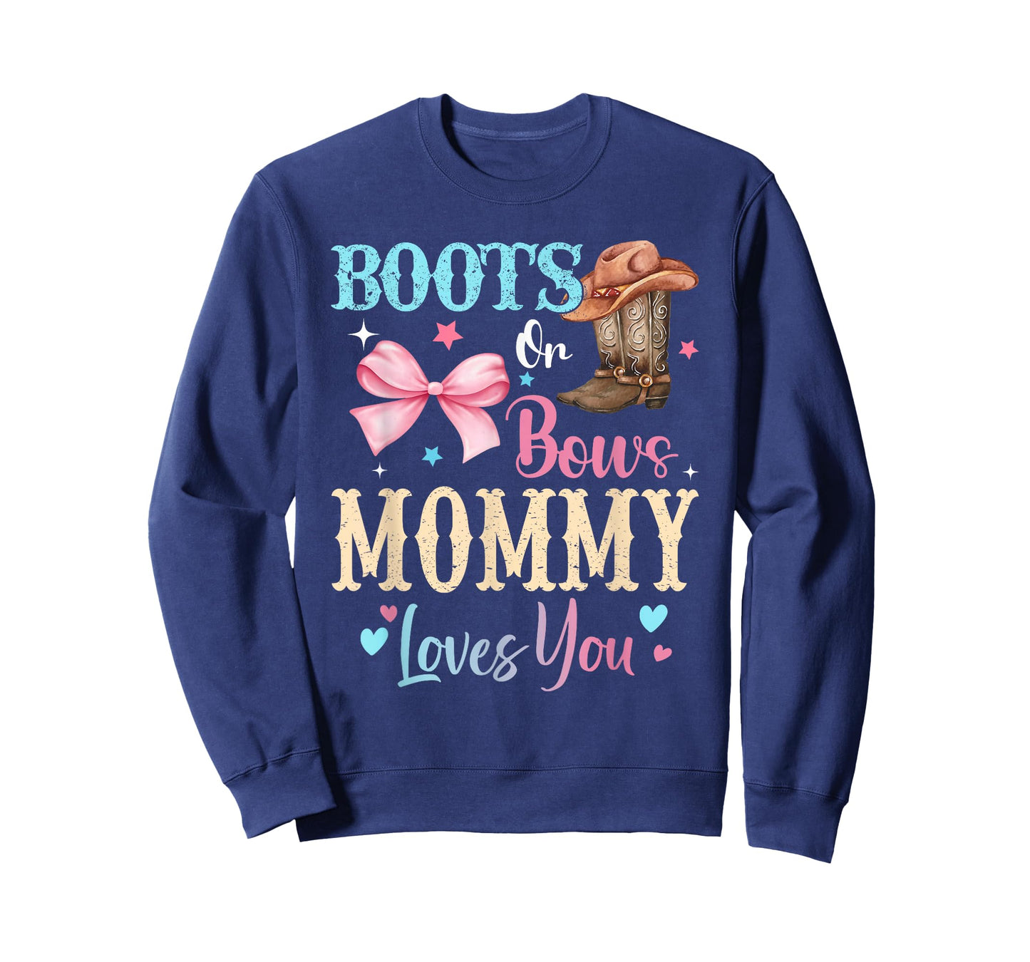 Boots or Bows Mommy Loves You Gender Reveal Family T-Shirt