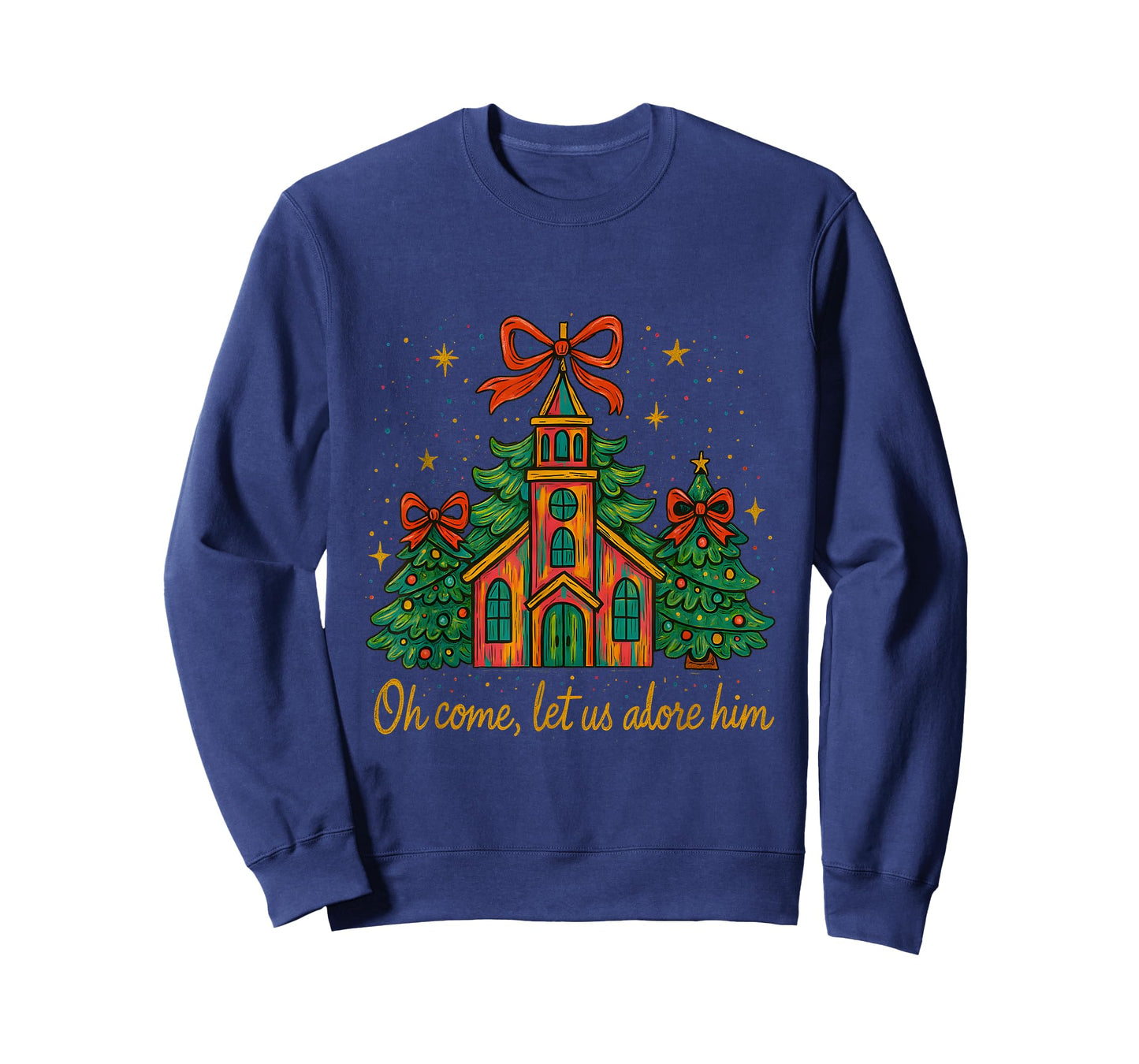 Oh Come Let Us Adore Him – Festive Christmas Church T-Shirt