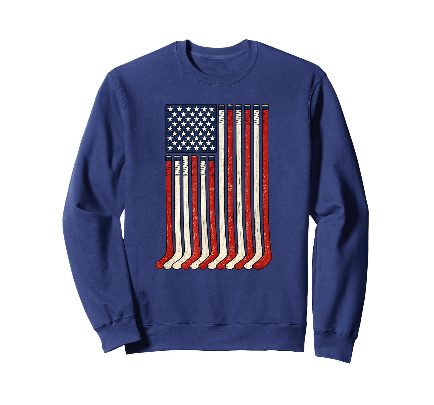USA Flag Hockey Sticks Patriotic Ice Hockey 4th of July T-Shirt