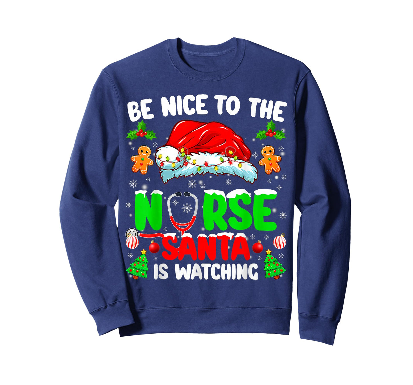 Be Nice to The Nurse Santa is Watching Christmas Xmas Nurse T-Shirt