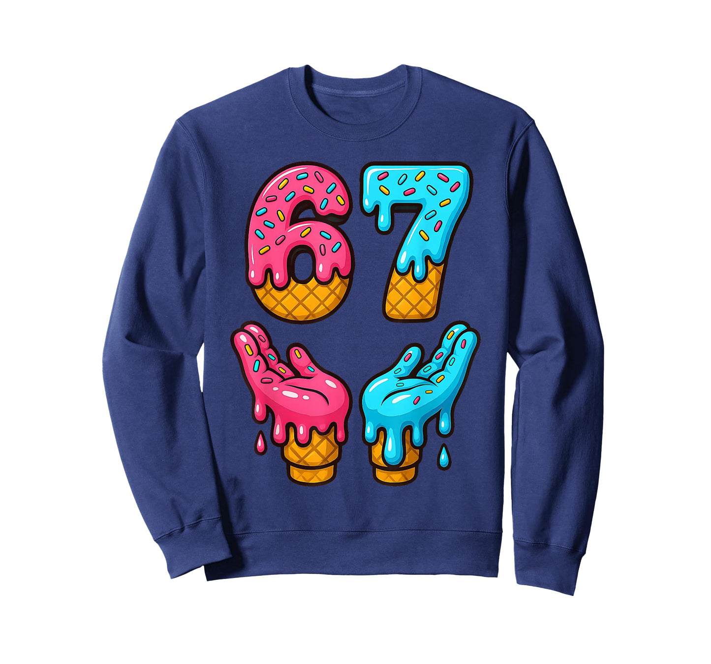 Six Seven Ice Cream Drip Meme 67 Funny Gen Alpha Slang 6 7 T-Shirt