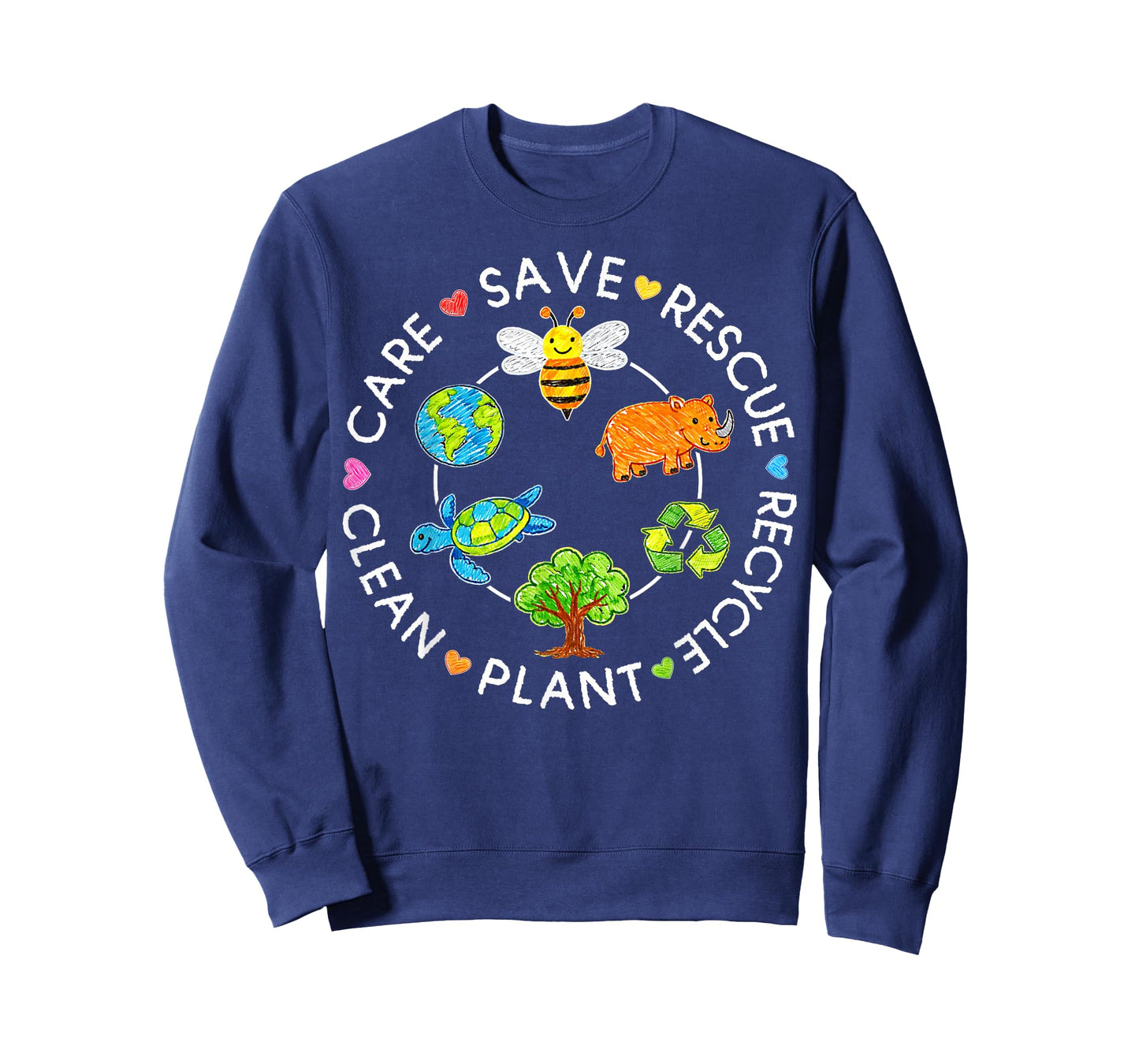 Save Rescue Recycle Clean Crayon Kids Earth Day Boys Girls T-Shirt