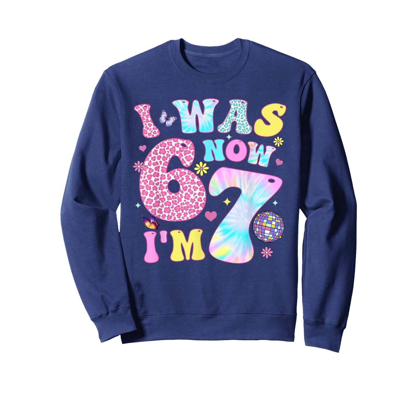 I was 6 Now I'm 7 67 Meme Groovy Retro 7th Birthday Girl Boy T-Shirt