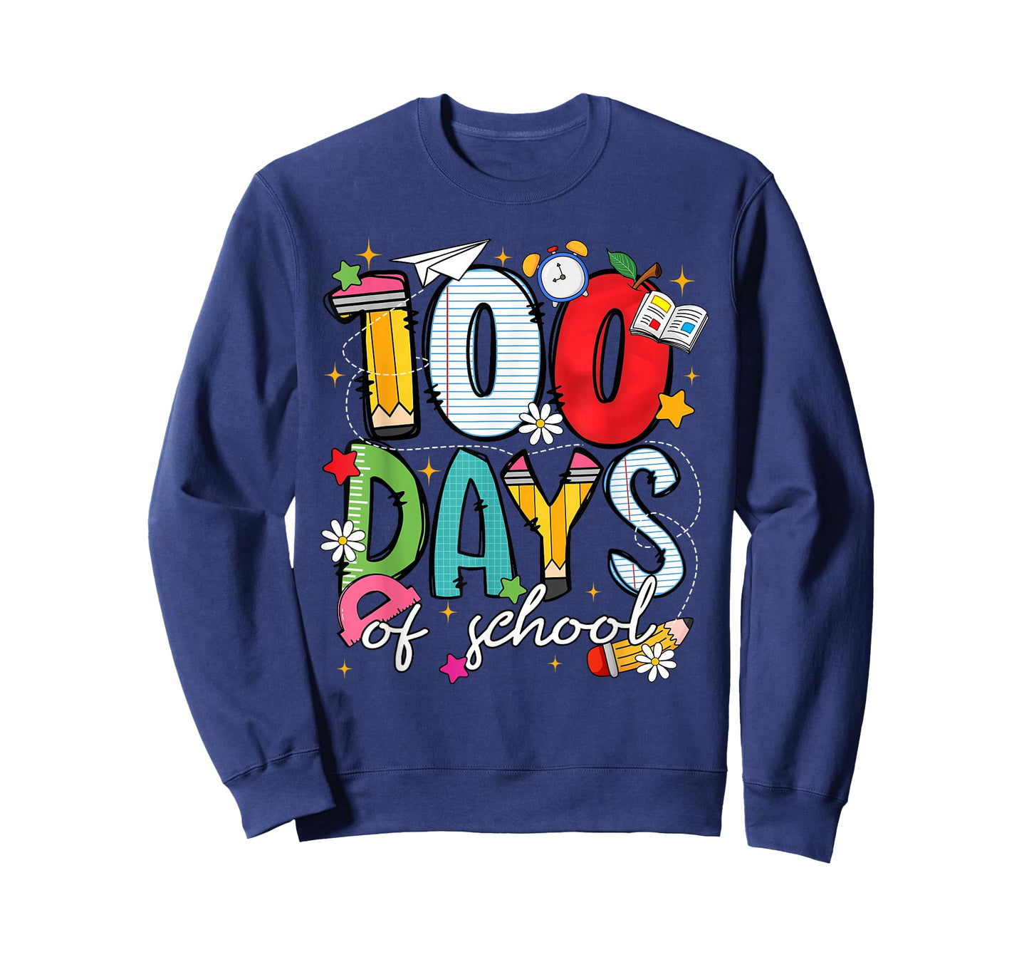 Preppy Happy 100 Days of School Floral Pencil Boy Girl Kid T-Shirt