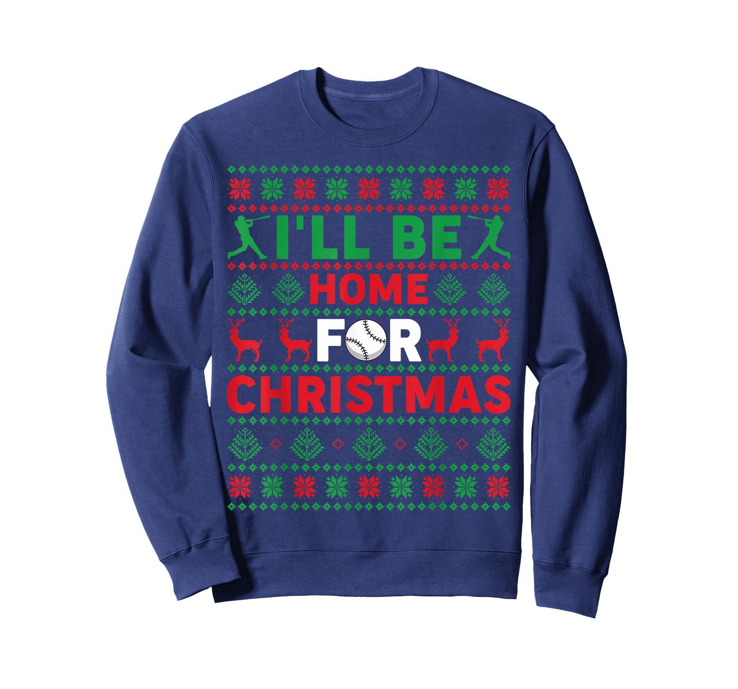 Funny Xmas PJs Women I'll Be Home for Christmas Baseball T-Shirt