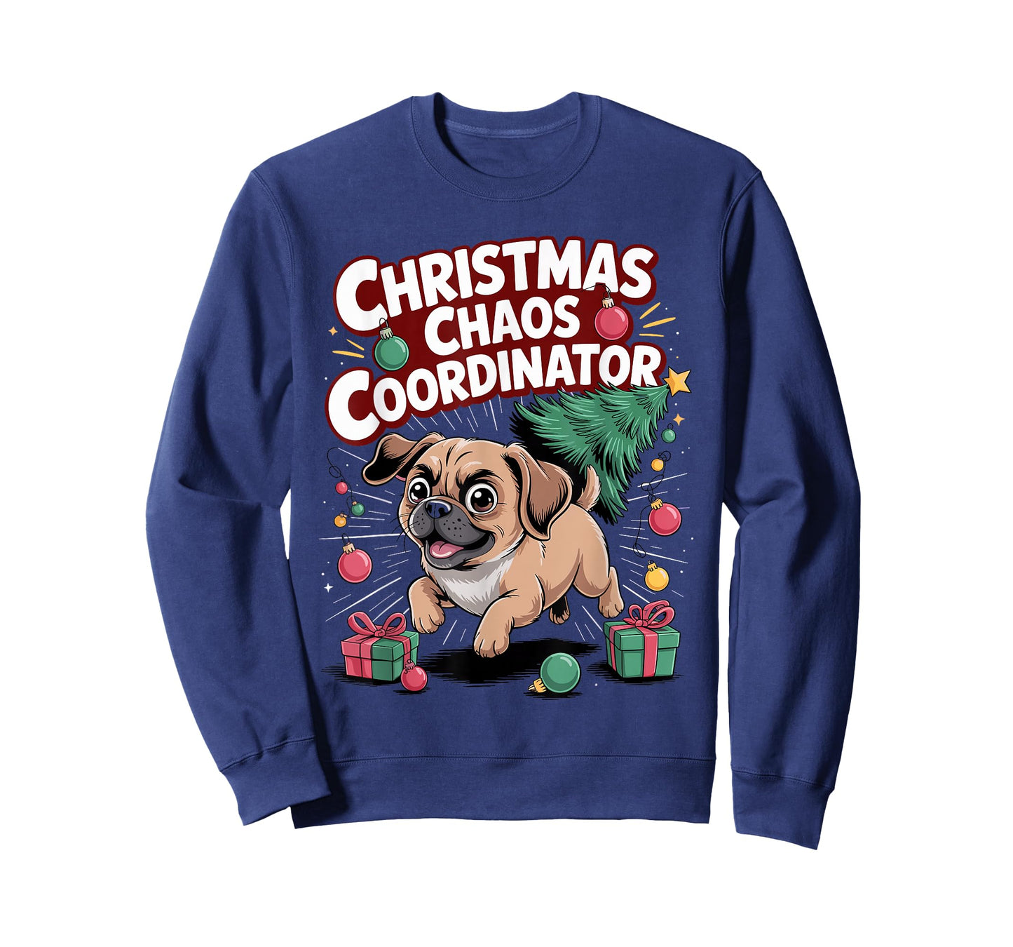 Christmas Chaos Coordinator Xmas Puppy Funny Puggle T-Shirt