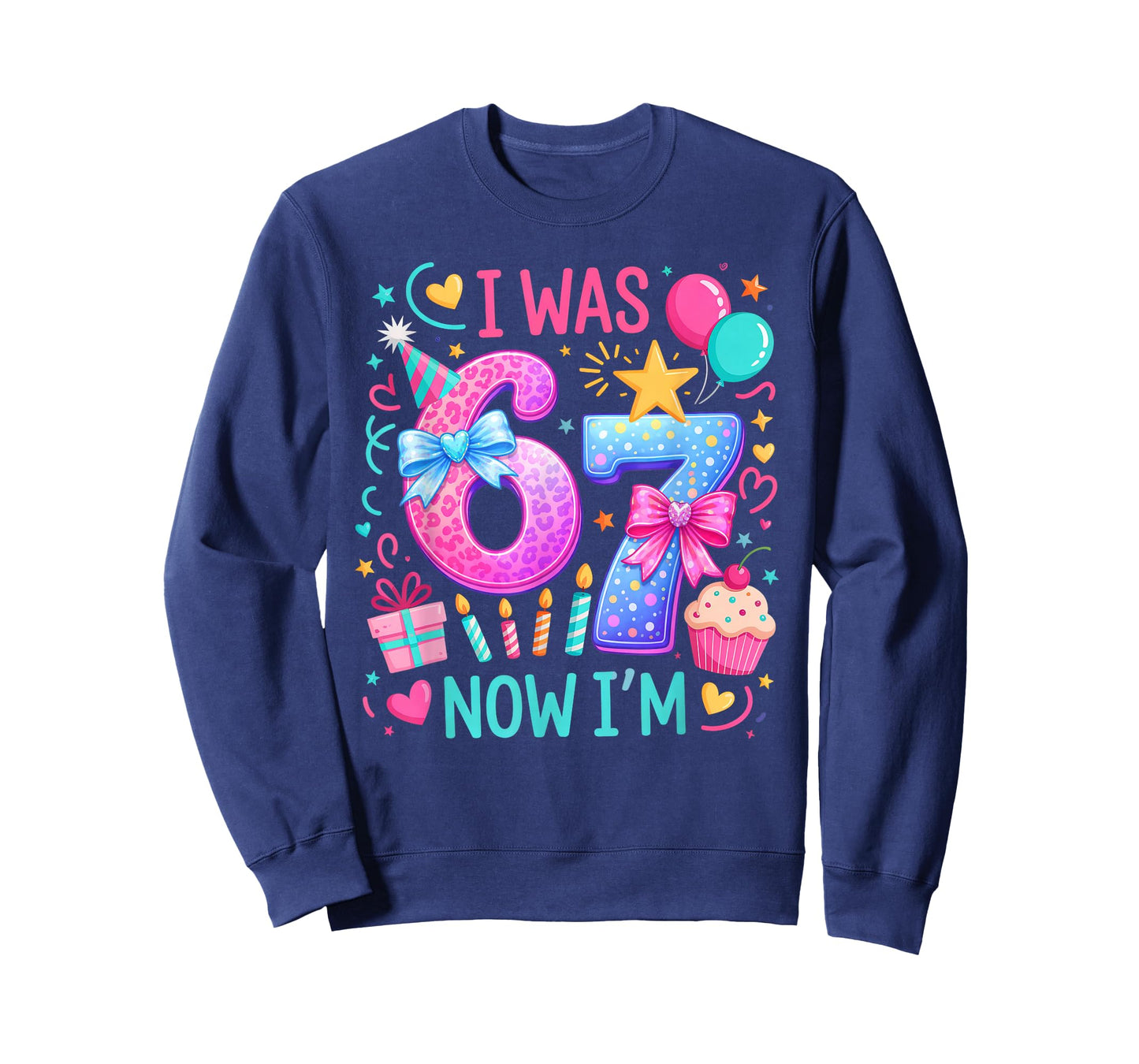 7th Birthday Girl I was 6 Now I'm 7 Year Old Kids Birthday T-Shirt