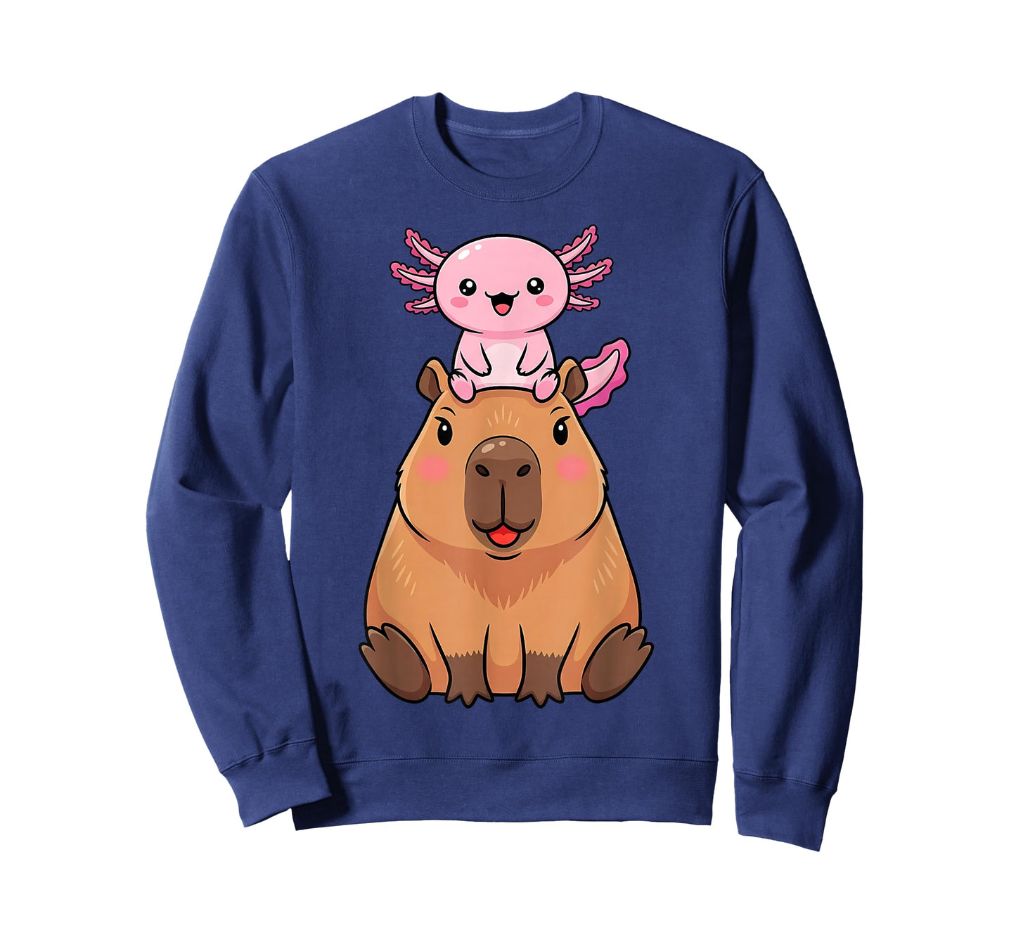 Funny Capybara Axolotl Kawaii Kids Boys Girls Animal Lover T-Shirt