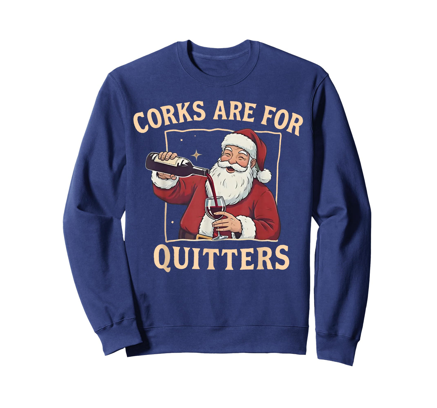Corks are for Quitters Retro Santa Claus Drinking Christmas T-Shirt