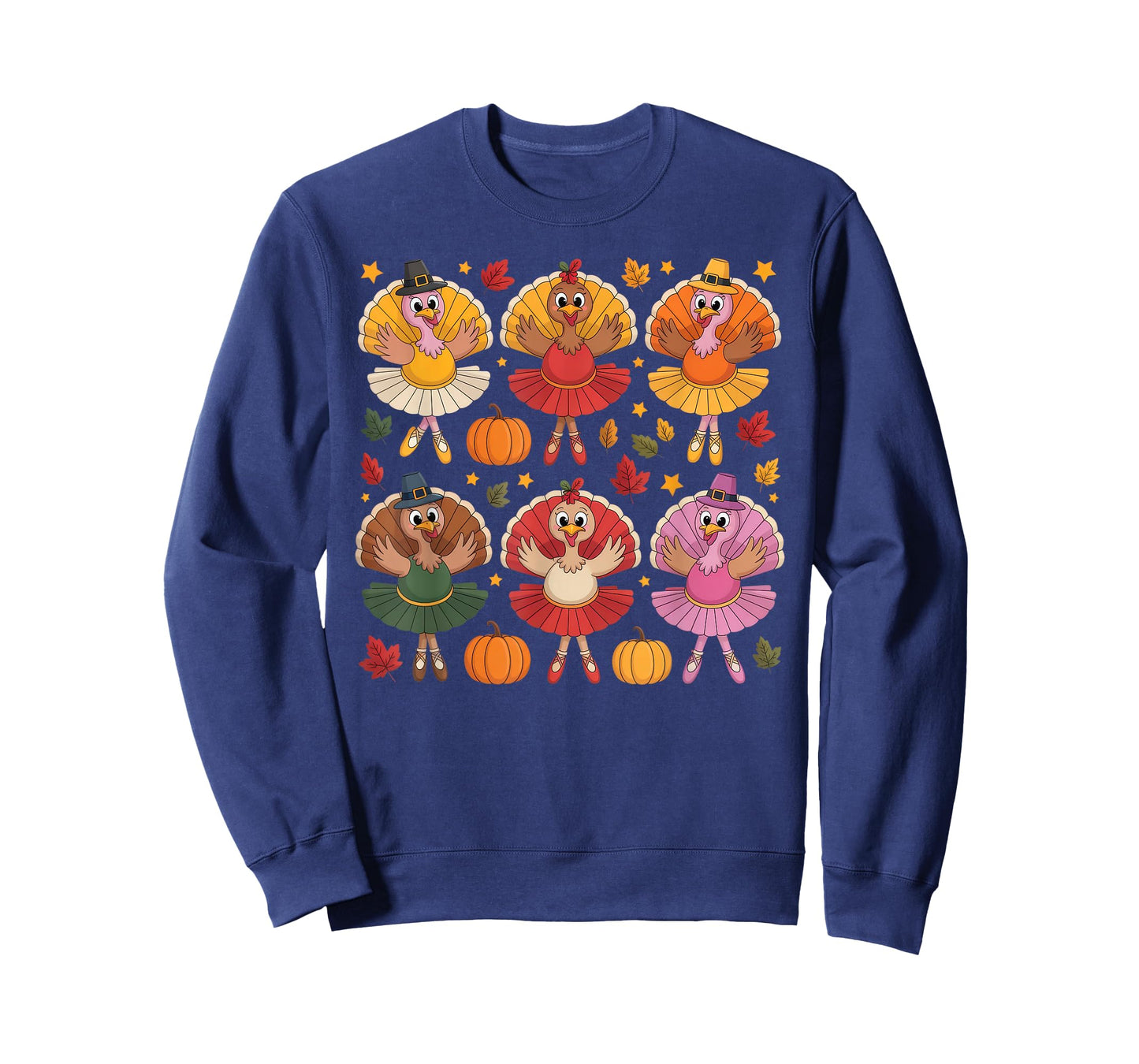 Autumn Ballerinas Dancing Cute Turkey Thanksgiving Girls T-Shirt