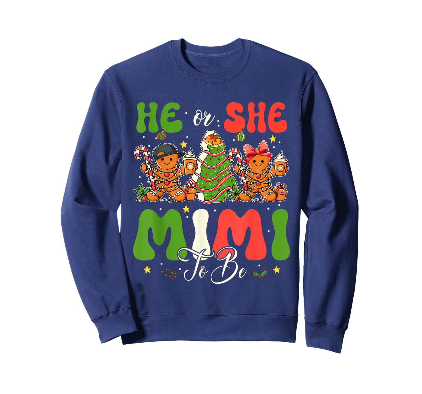 He or She Mimi to Be Christmas Gender Reveal Gingerbread T-Shirt
