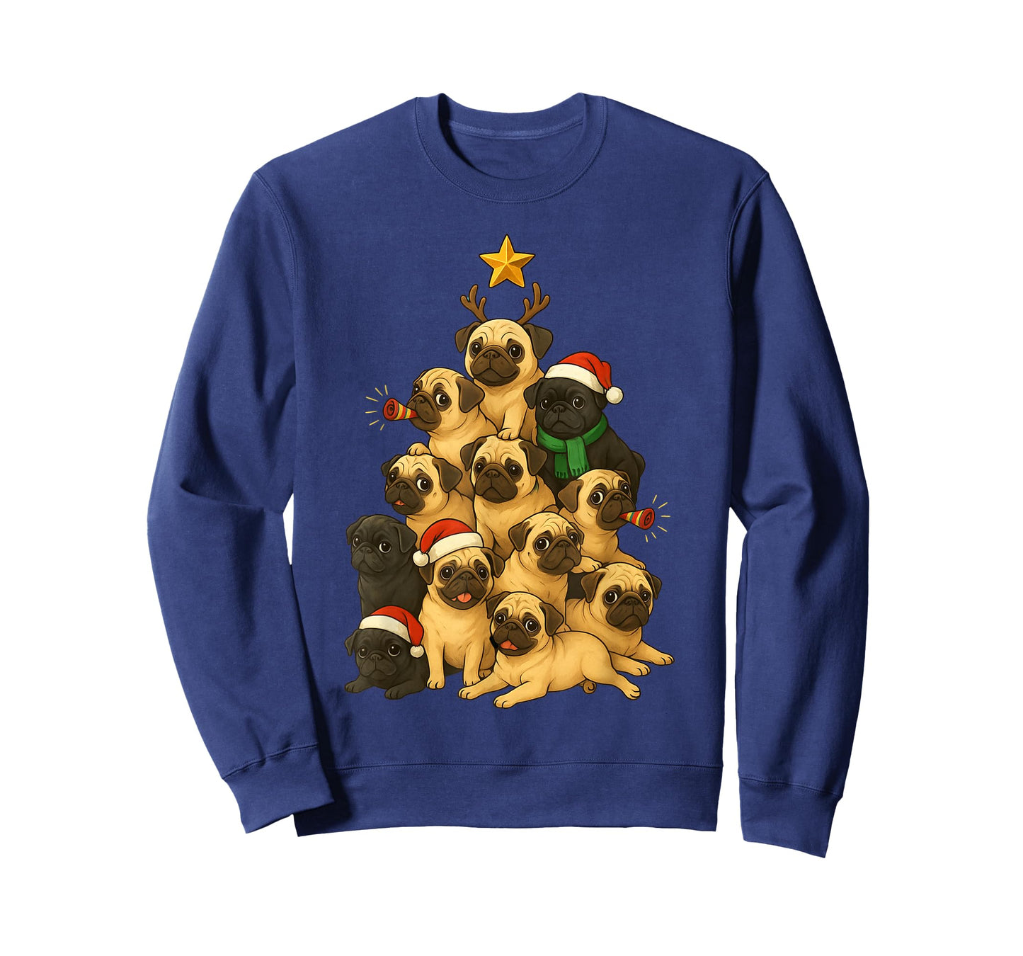 Merry Pugmas Tree Funny Pug Dog Christmas Tree Kids Pug Dogs T-Shirt