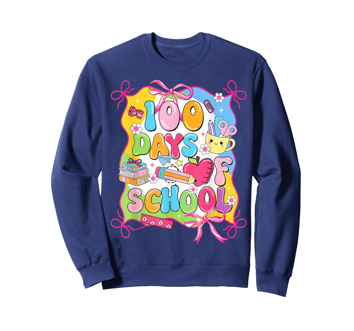 100 Days of School Preppy Coquetee Bow Girl Women Teacher T-Shirt