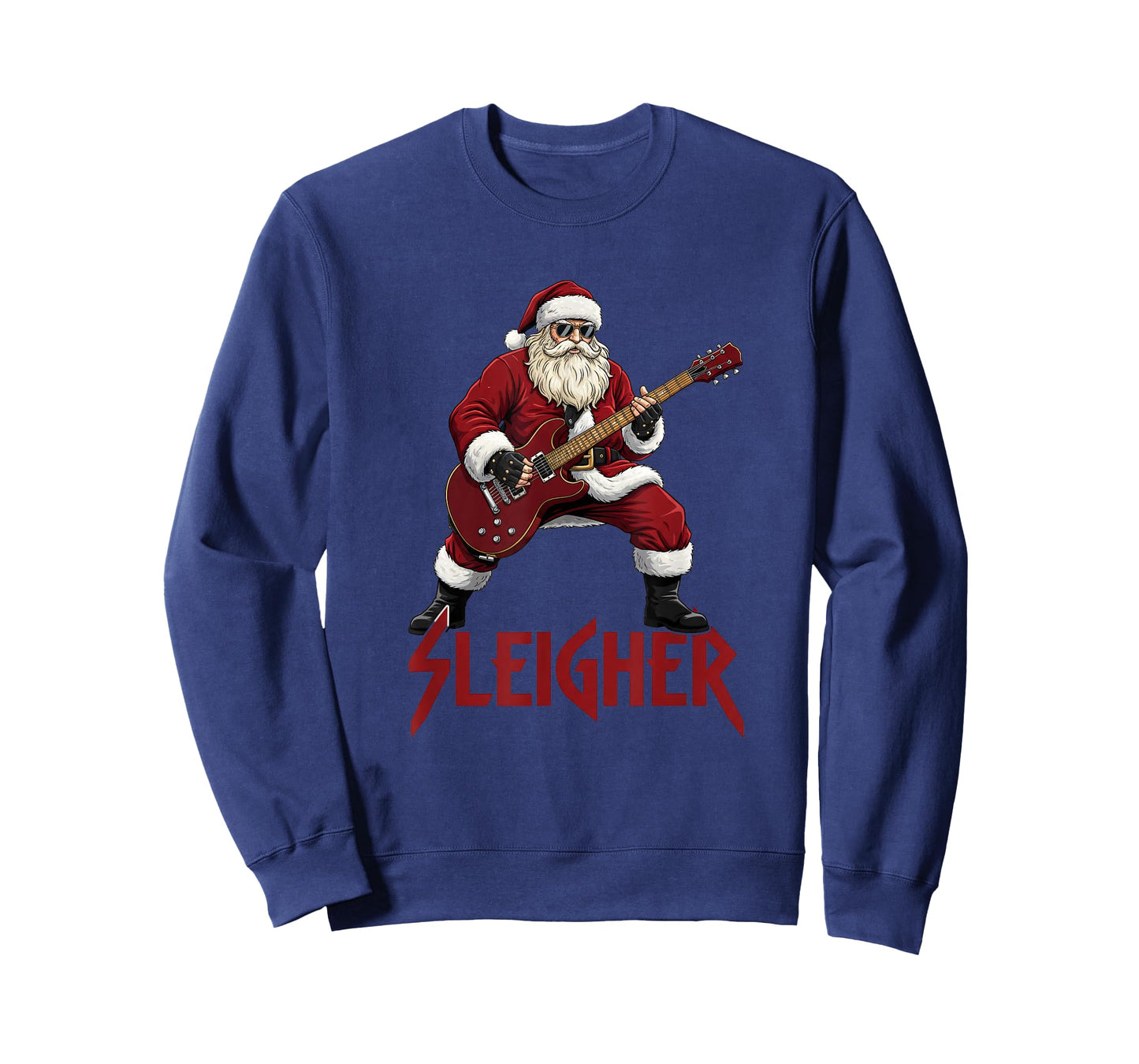 Christmas Sleigher Heavy Metal Santa Rock On Xmas T-Shirt