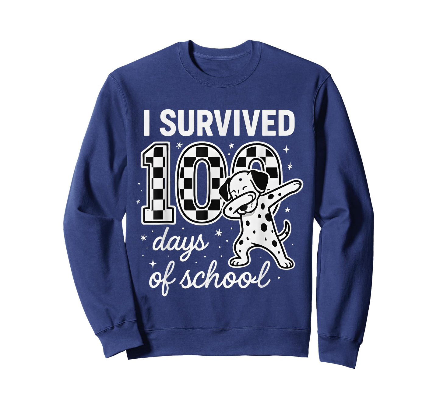 I Survived 100 Days of School Students Dabbing Dalmatian Dog T-Shirt
