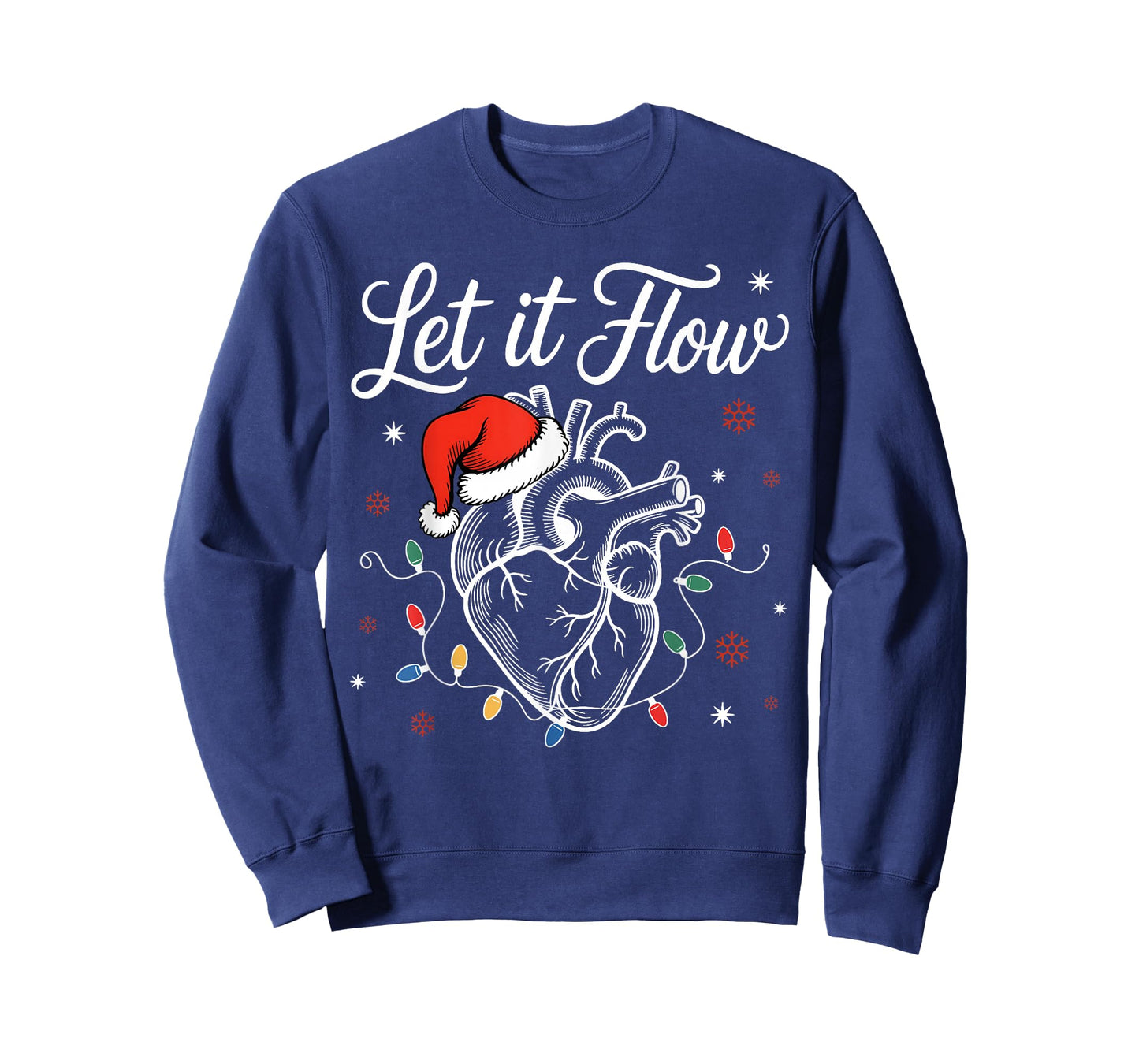 Funny Santa Hat Let It Flow Anatomy Heart Cardiac Nurse Xmas T-Shirt