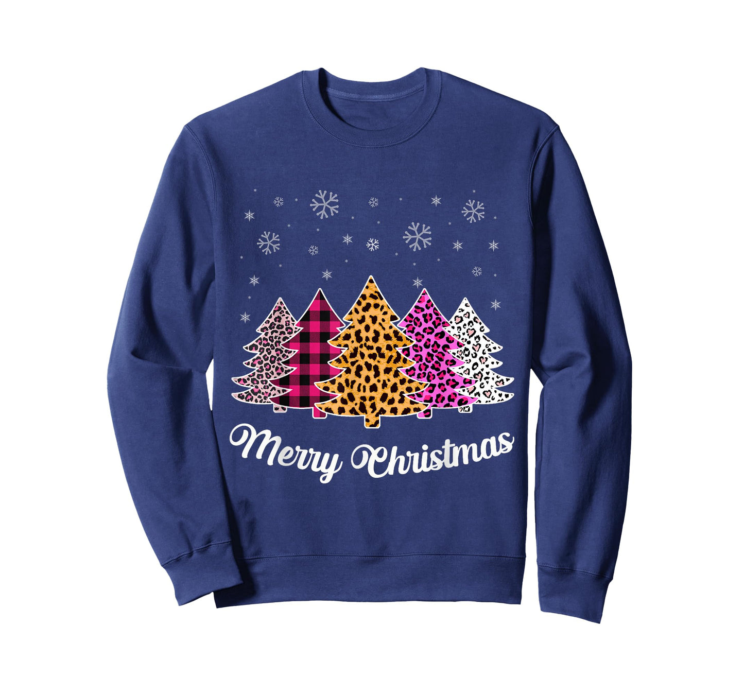 Merry Christmas Trees Leopard Pink Shirt for Women Girl Teen T-Shirt