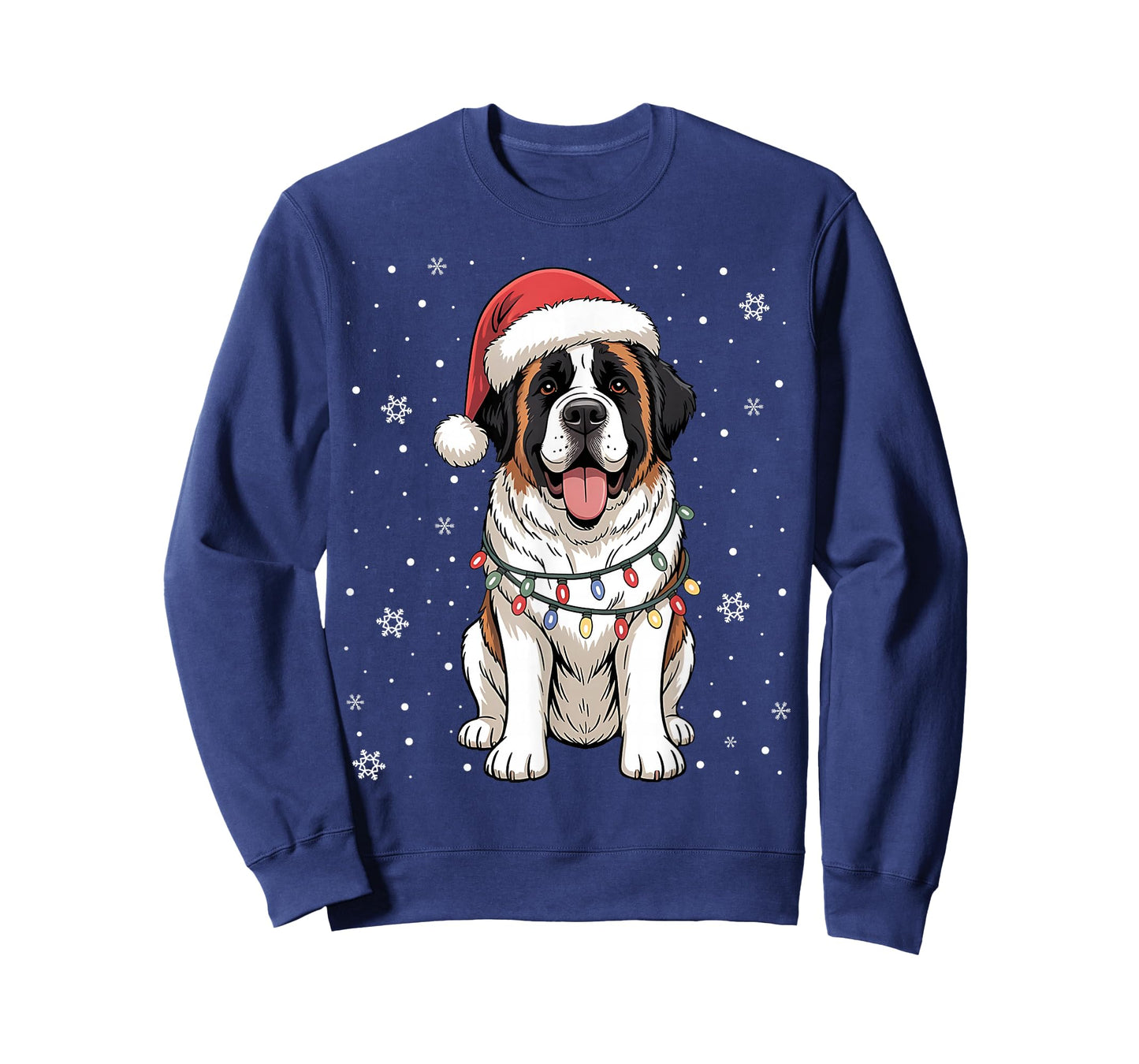 Santa Xmas Lights Dog Lover Owner Saint Bernard Christmas T-Shirt