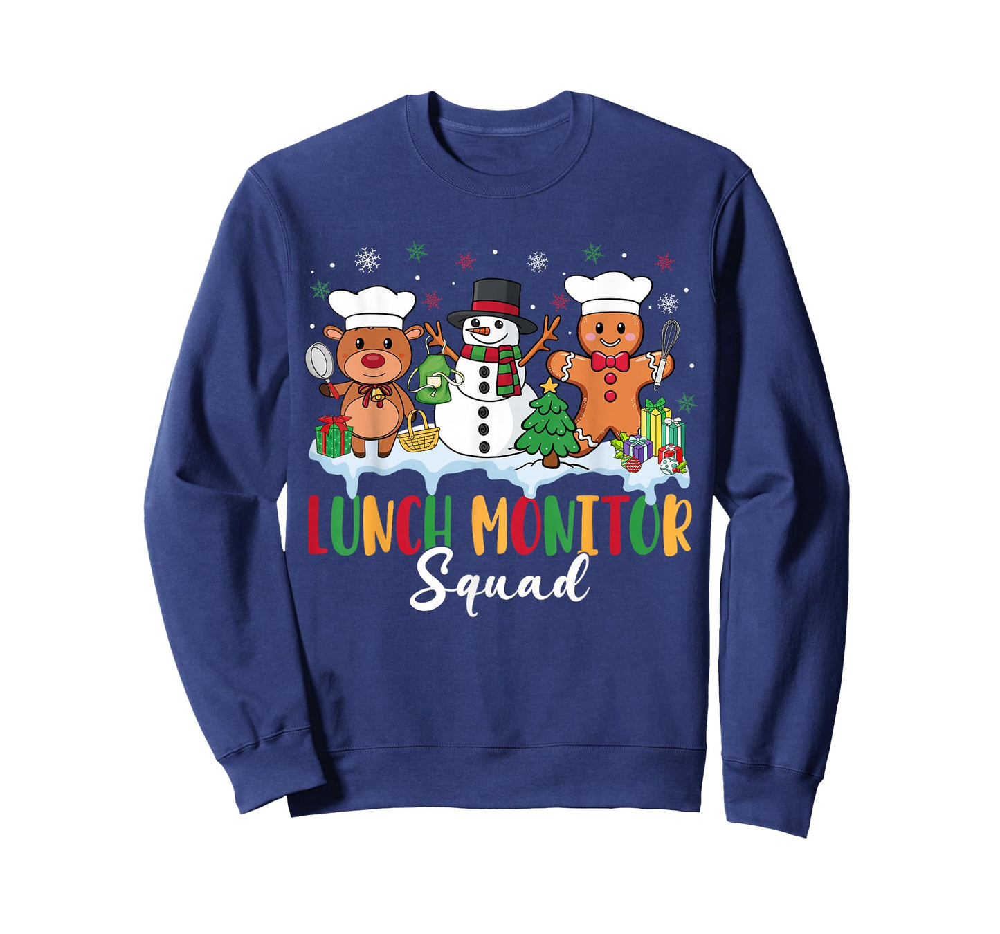 Lunch Monitor Squad Reindeer Snowman Gingerbread Christmas T-Shirt