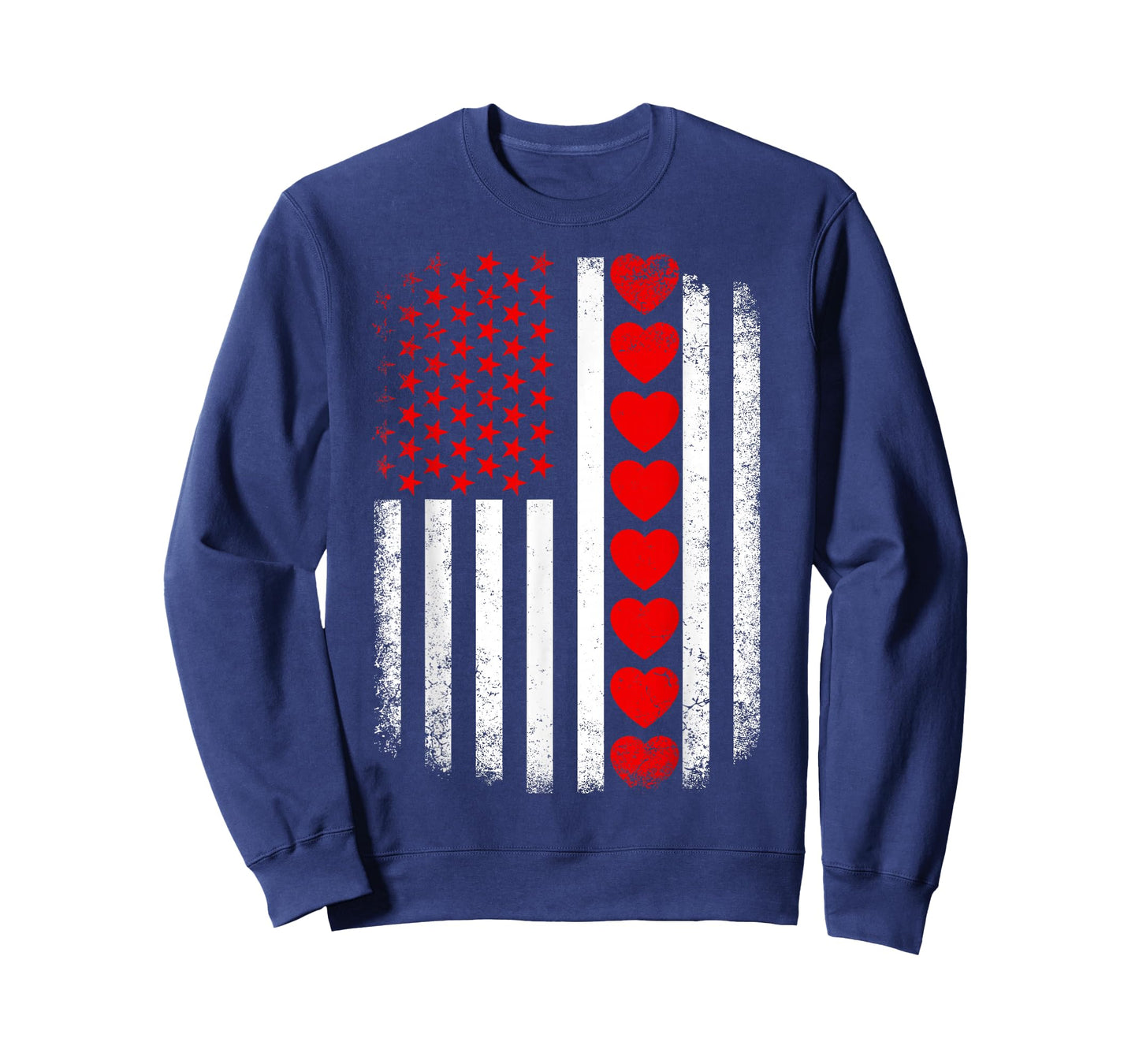 Vintage Valentines Day American Flag Hearts Mens Boys Kids T-Shirt