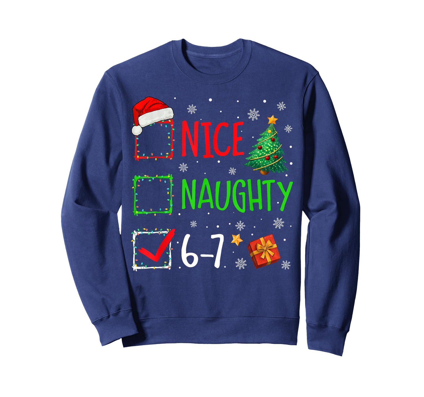 Christmas Nice Naughty 67 Brainrot Funny 6-7 Meme Slang T-Shirt