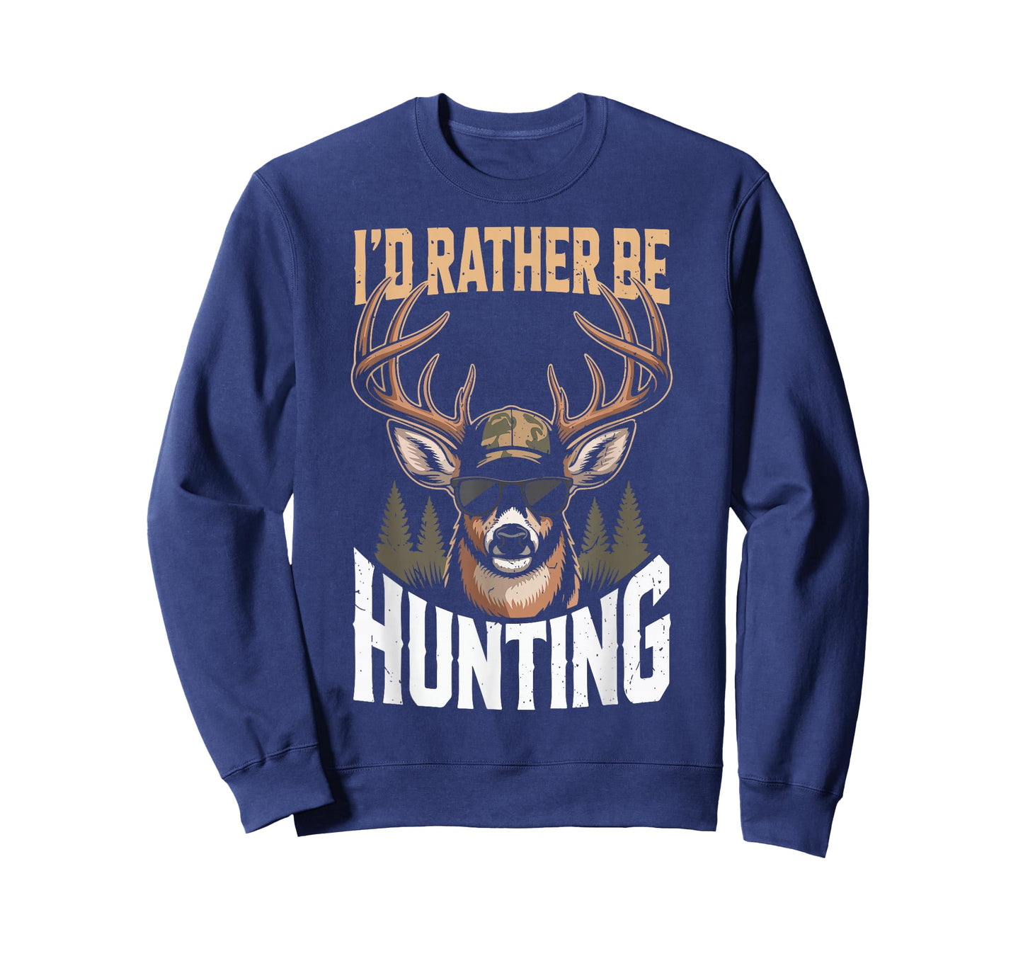 Men Id Rather Be Hunting Camo Deer Youth Boy Funny Dad Jokes T-Shirt