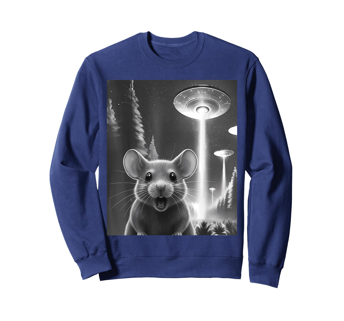 Funny Mouse Alien UFO Taking a Selfie Animal Lover Retro T-Shirt