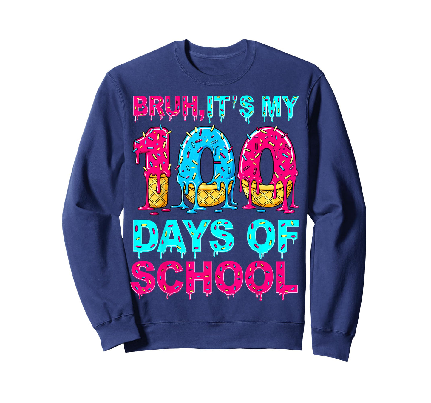 Bruh Its My 100 Days of School Drip Ice Cream 100th Day Kids T-Shirt